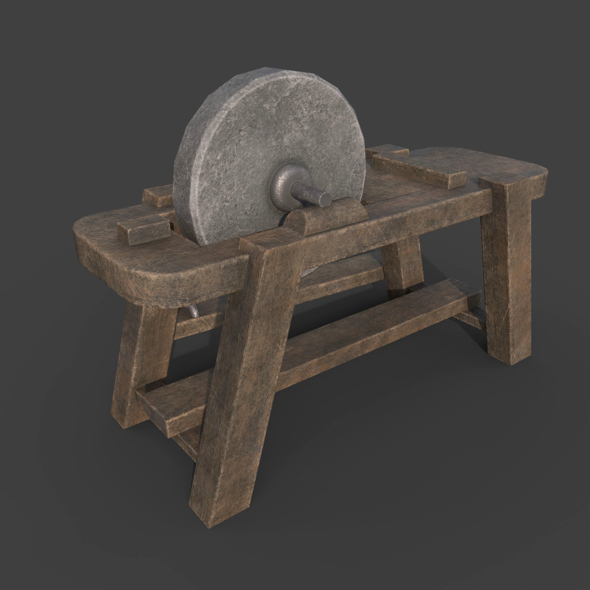 MEDIEVAL GRINDSTONE Low-poly 3D model_2