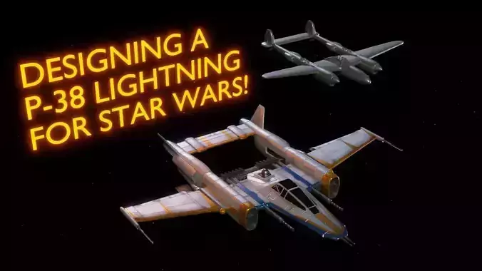 LH-38 LH-Wing - P38 Lightning Inspired Star Wars Fighter Low-poly 3D model
