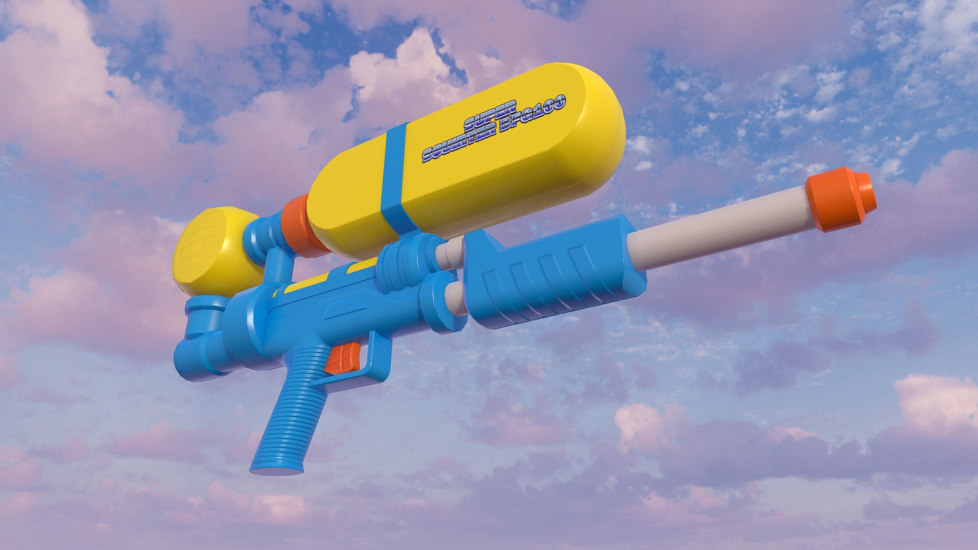 Water Gun Low-Poly Prop Low-poly 3D model_4