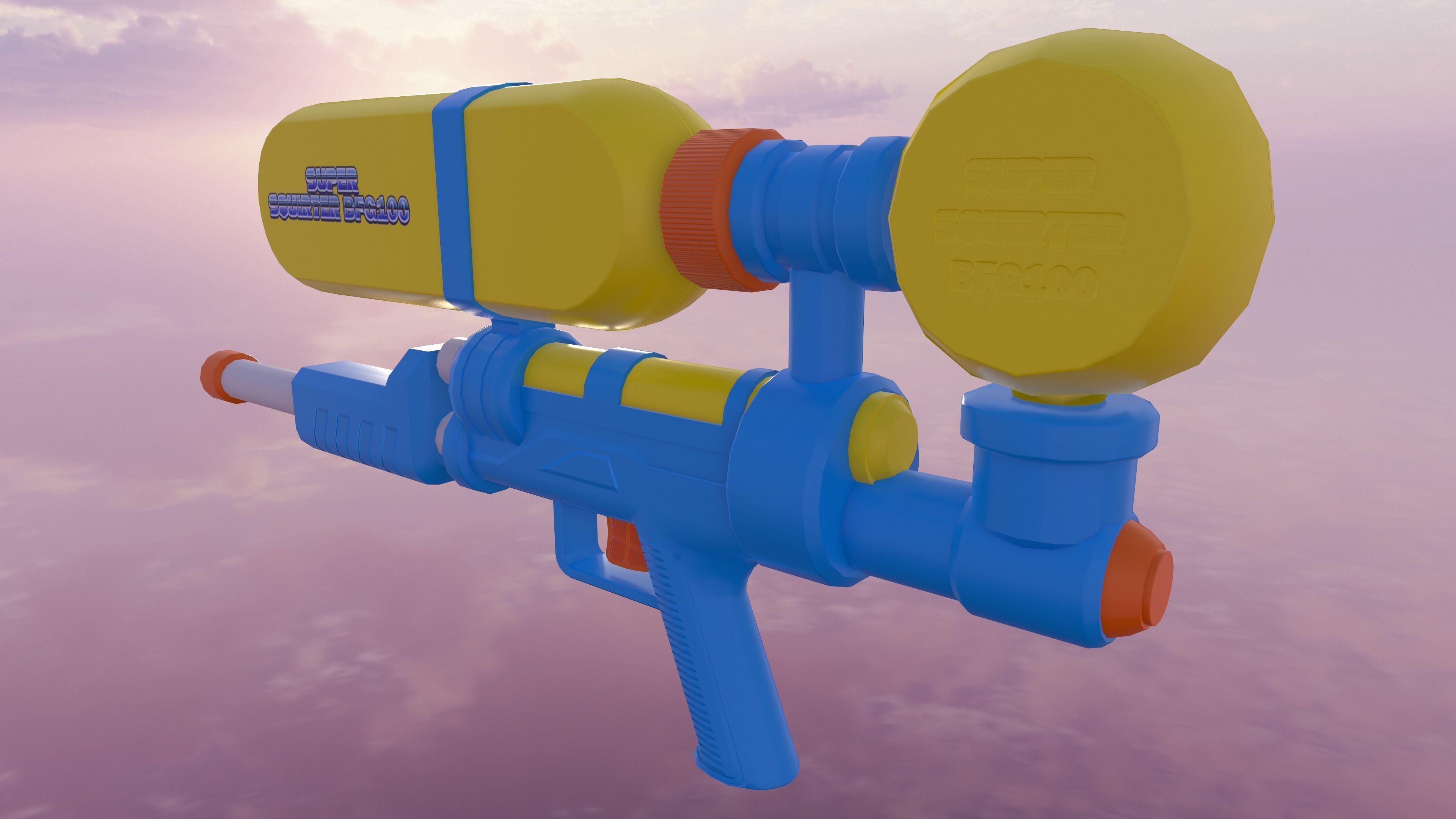 Water Gun Low-Poly Prop Low-poly 3D model_7