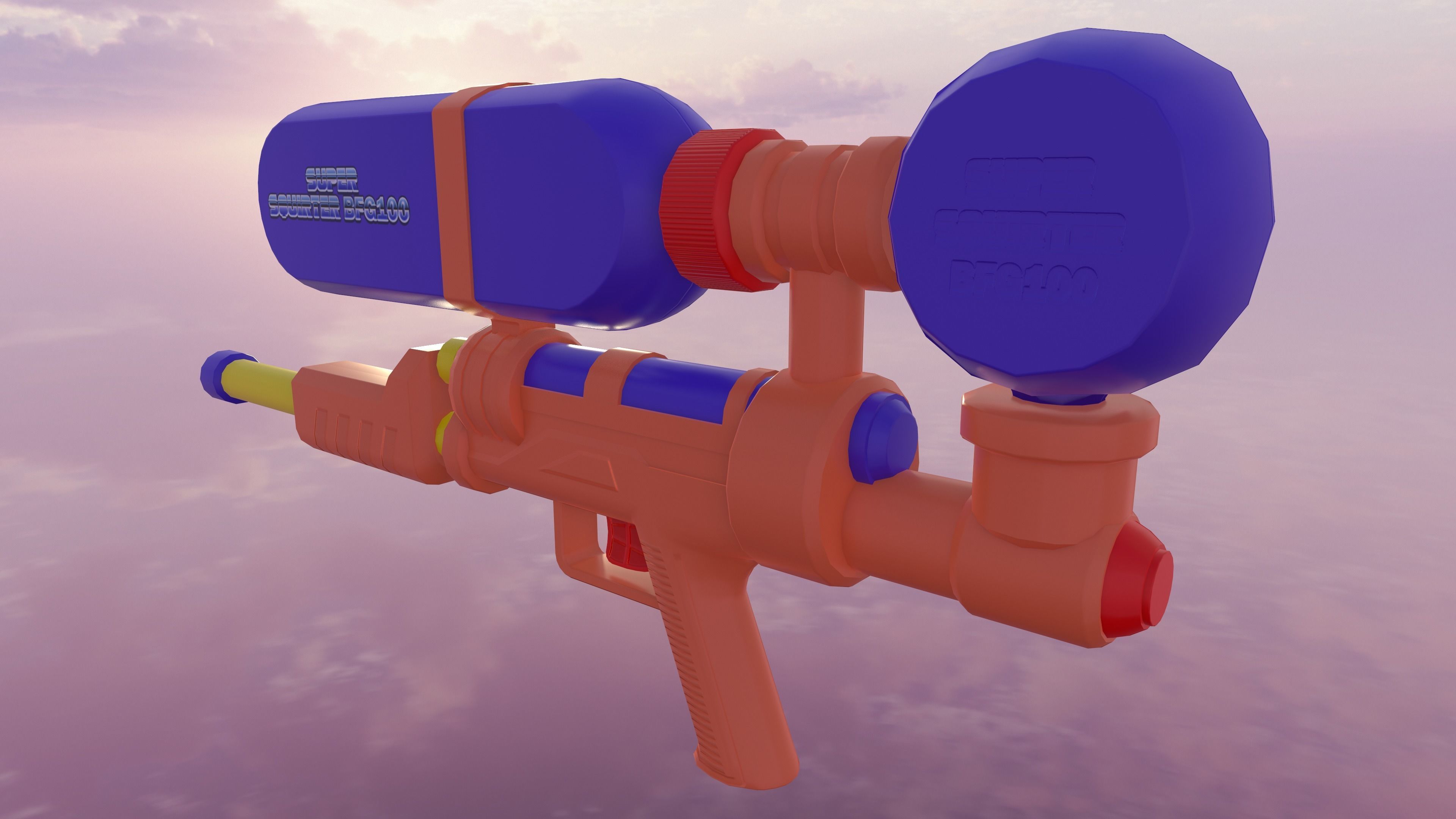 Water Gun Low-Poly Prop Low-poly 3D model_9