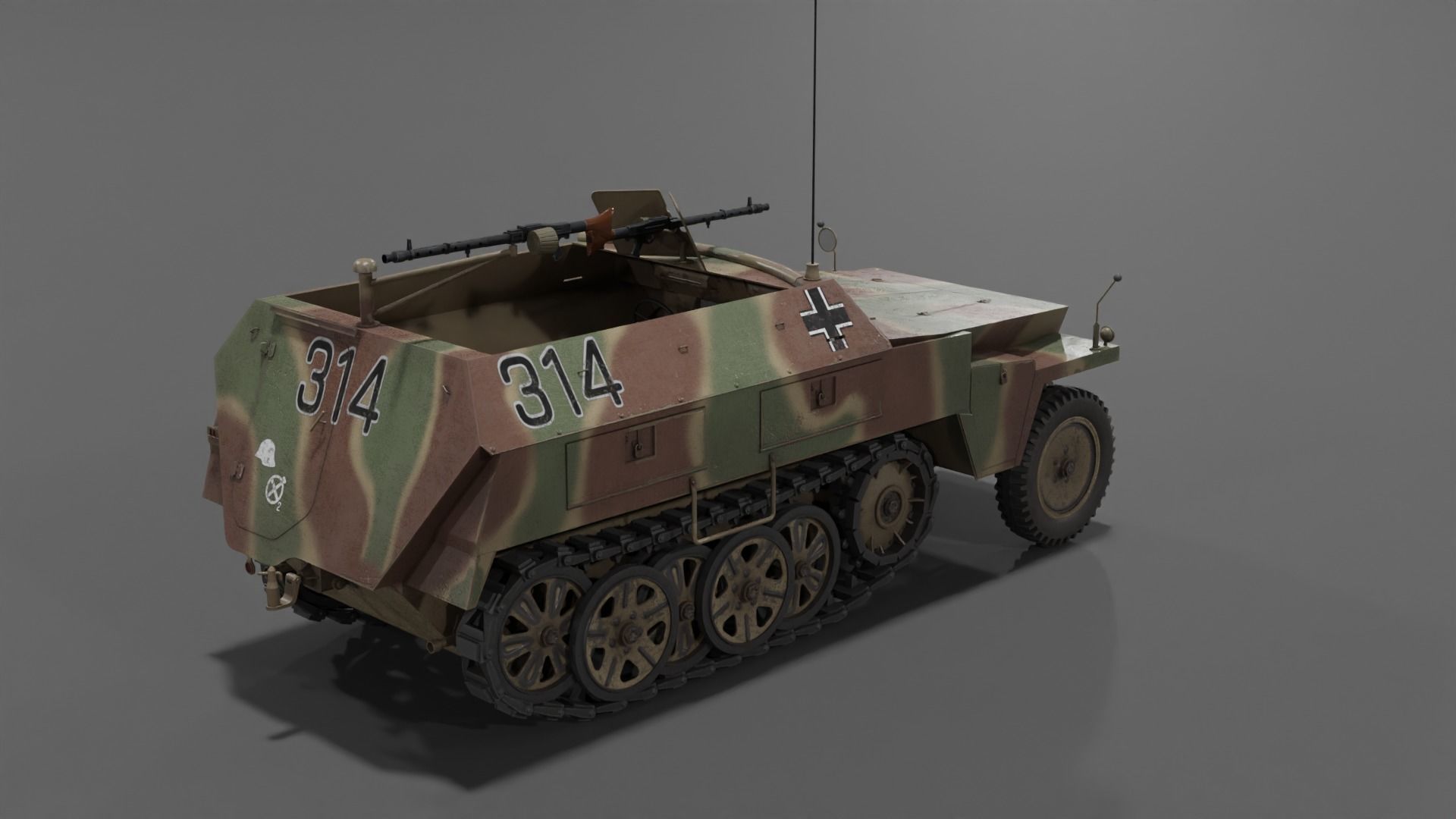 Sd Kfz 250-1 Neu Halftrack Armored Personnel Carrier  Low-poly 3D model_23