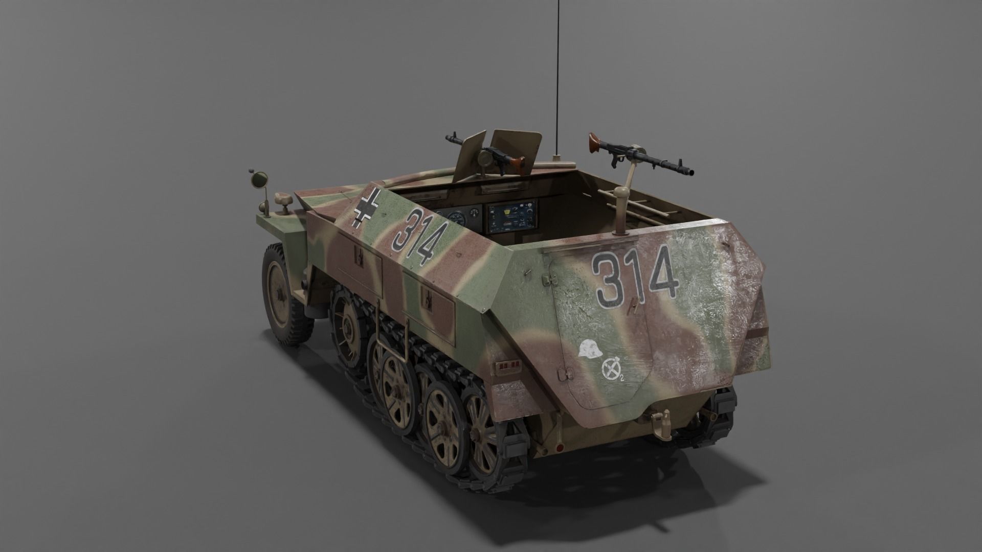 Sd Kfz 250-1 Neu Halftrack Armored Personnel Carrier  Low-poly 3D model_21
