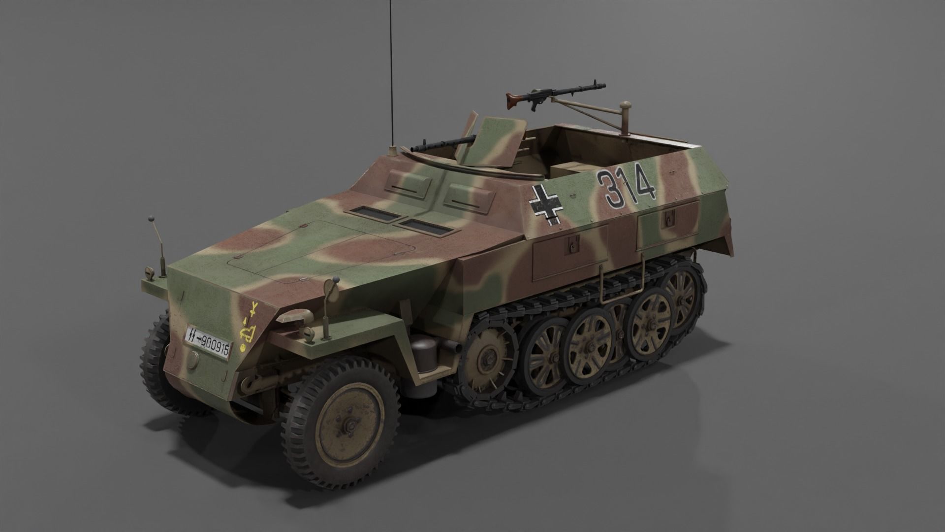 Sd Kfz 250-1 Neu Halftrack Armored Personnel Carrier  Low-poly 3D model_28
