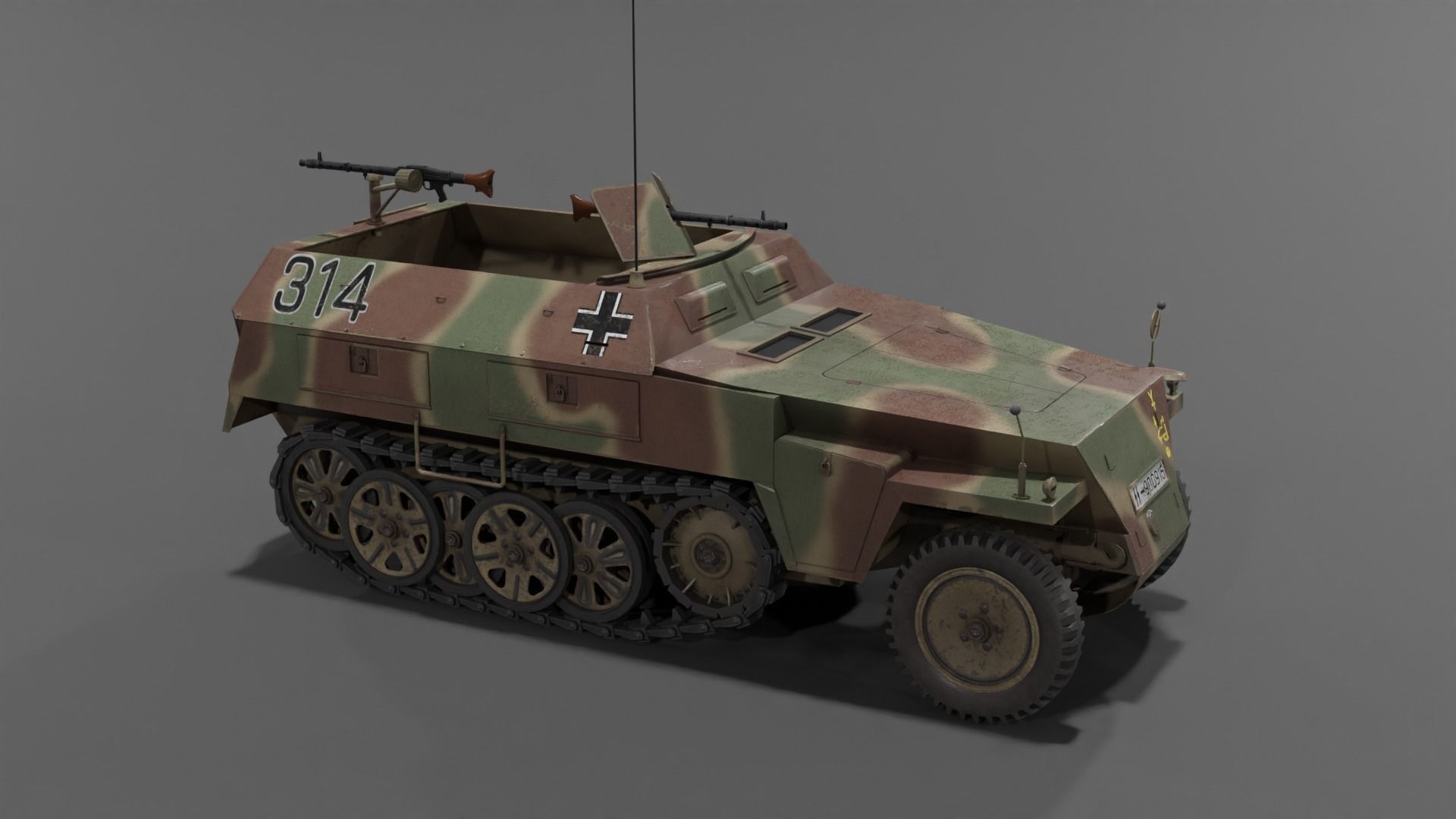 Sd Kfz 250-1 Neu Halftrack Armored Personnel Carrier  Low-poly 3D model_25