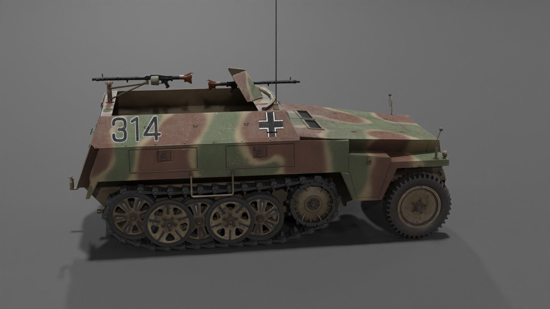 Sd Kfz 250-1 Neu Halftrack Armored Personnel Carrier  Low-poly 3D model_24