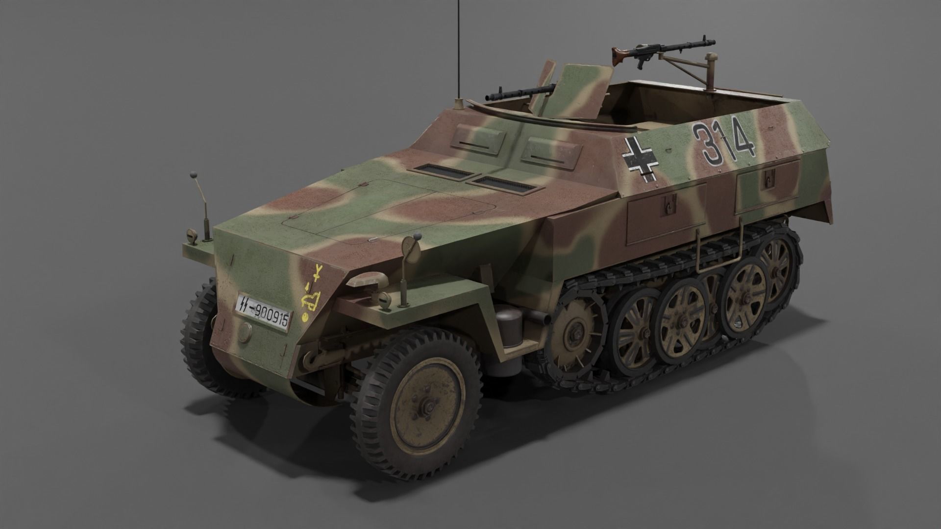 Sd Kfz 250-1 Neu Halftrack Armored Personnel Carrier  Low-poly 3D model_2