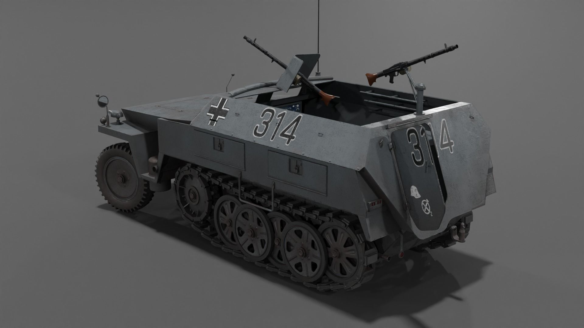 Sd Kfz 250-1 Neu Halftrack Armored Personnel Carrier  Low-poly 3D model_6