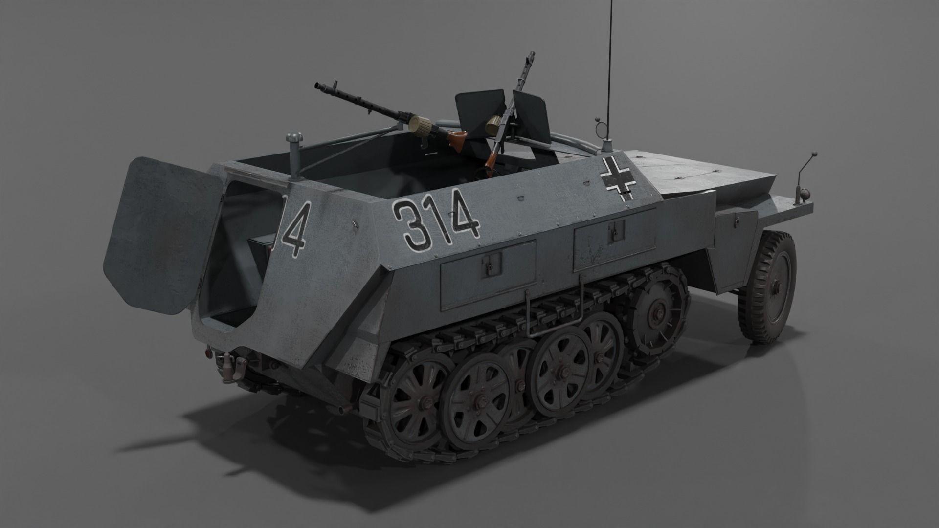 Sd Kfz 250-1 Neu Halftrack Armored Personnel Carrier  Low-poly 3D model_5
