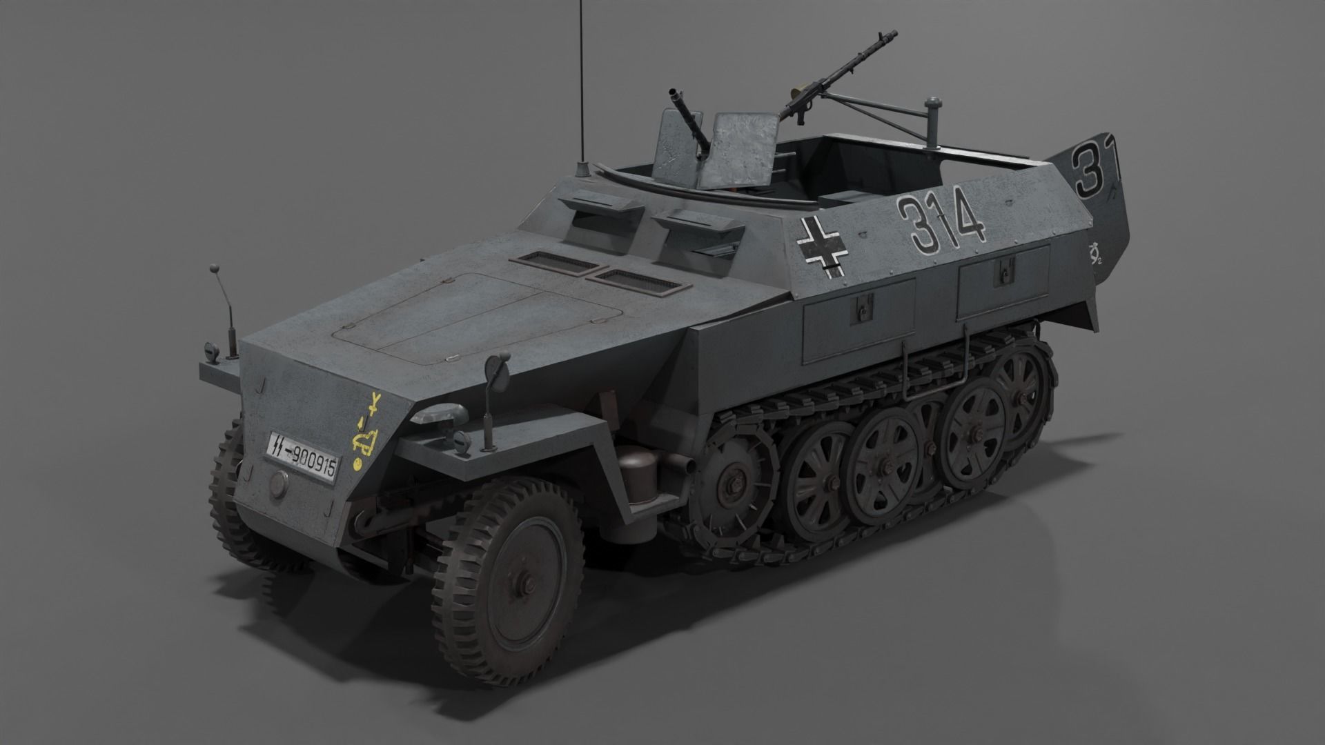 Sd Kfz 250-1 Neu Halftrack Armored Personnel Carrier  Low-poly 3D model_3