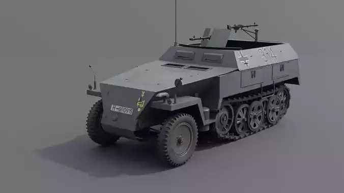 Sd Kfz 250-1 Neu Halftrack Armored Personnel Carrier  Low-poly 3D model