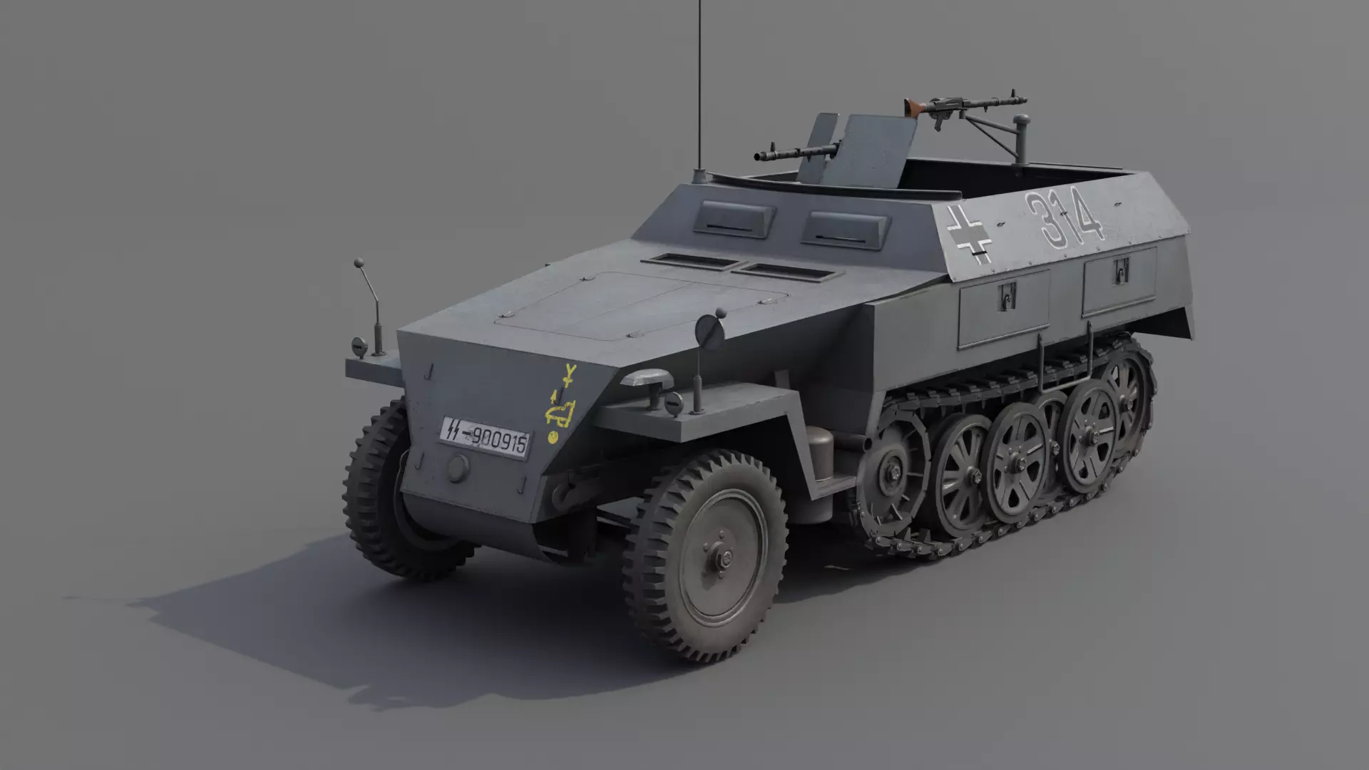 Sd Kfz 250-1 Neu Halftrack Armored Personnel Carrier  Low-poly 3D model_0