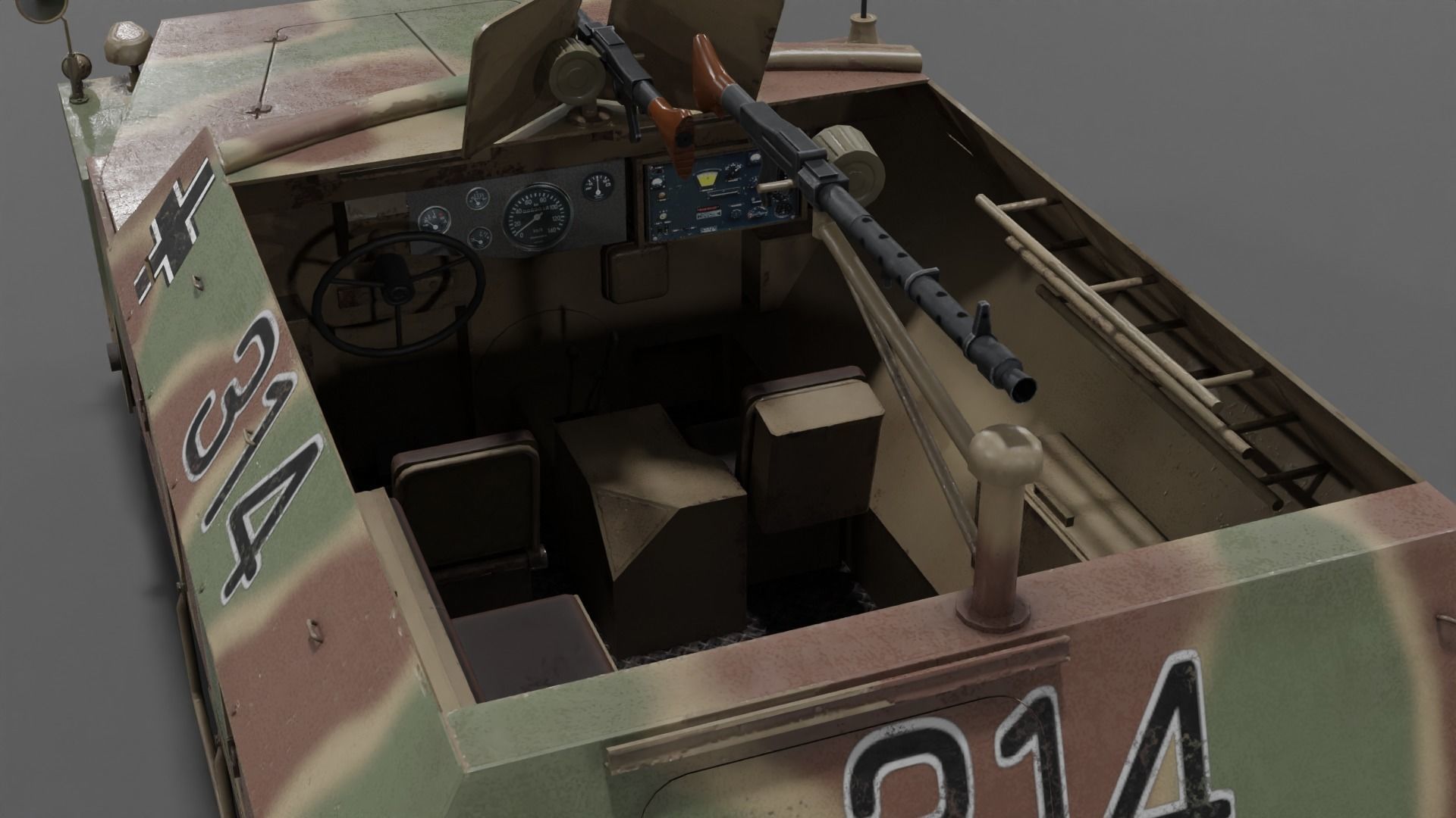 Sd Kfz 250-1 Neu Halftrack Armored Personnel Carrier  Low-poly 3D model_12