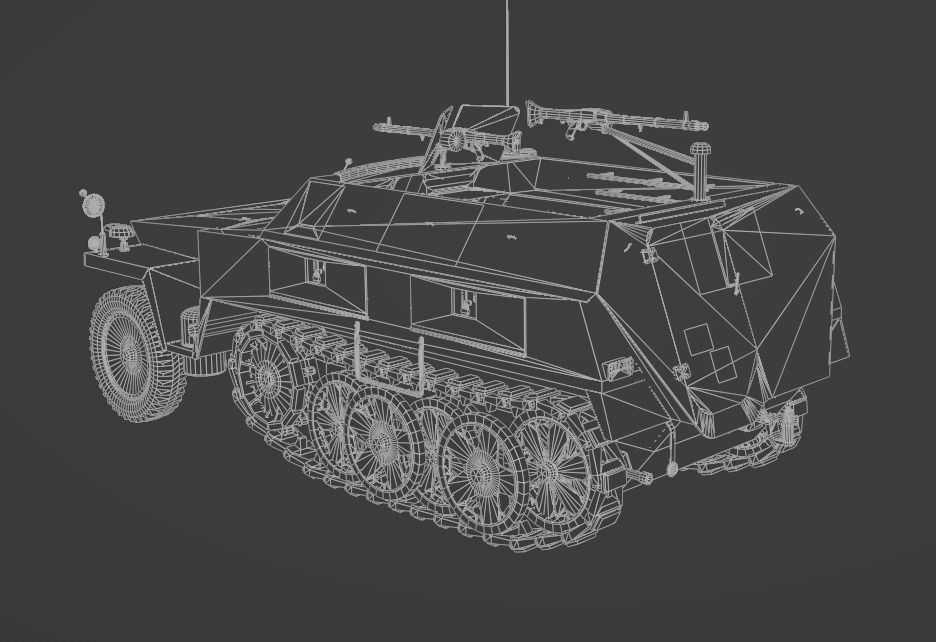 Sd Kfz 250-1 Neu Halftrack Armored Personnel Carrier  Low-poly 3D model_8