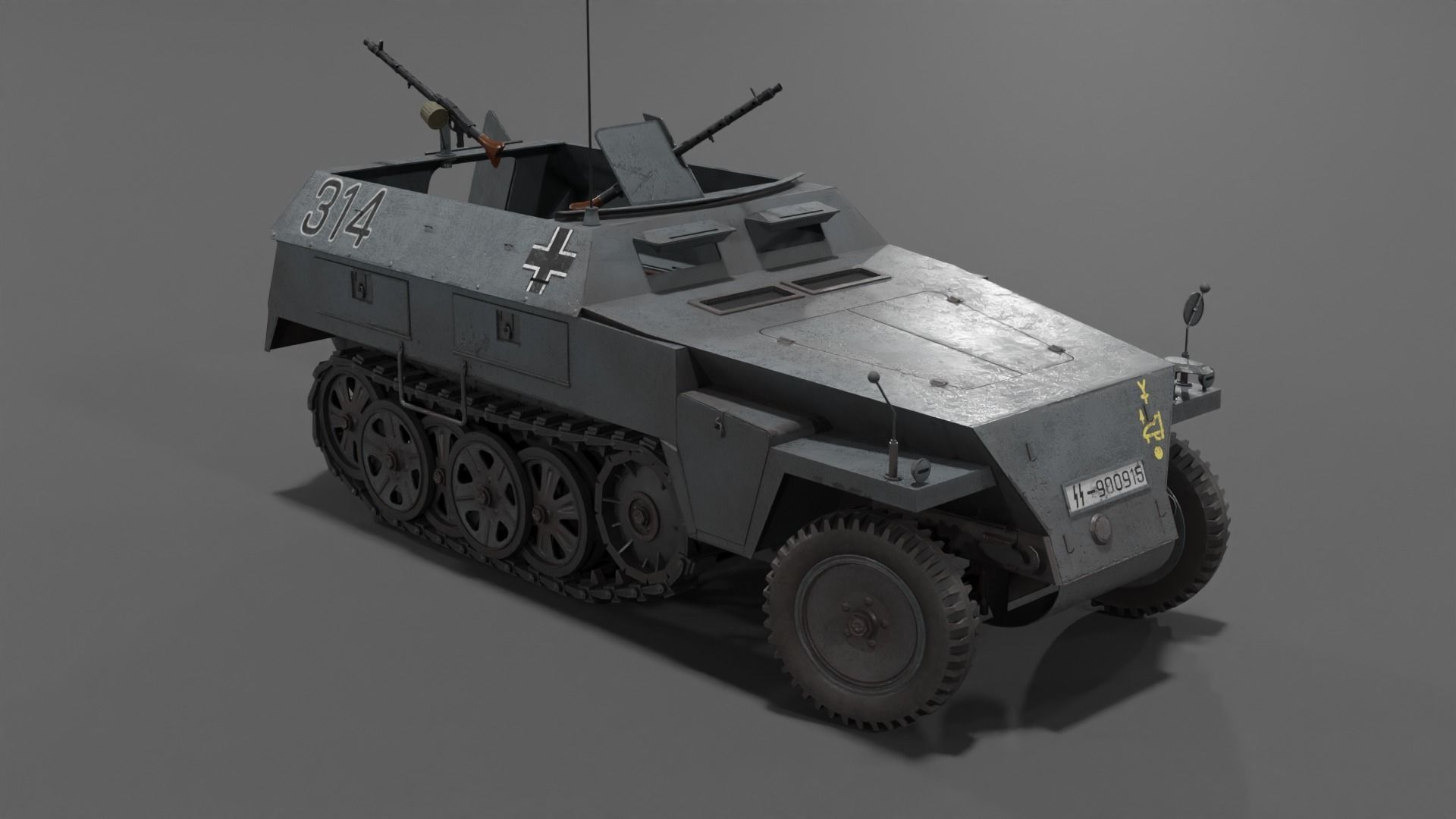 Sd Kfz 250-1 Neu Halftrack Armored Personnel Carrier  Low-poly 3D model_4