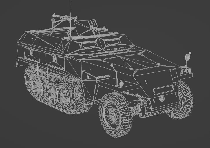 Sd Kfz 250-1 Neu Halftrack Armored Personnel Carrier  Low-poly 3D model_10