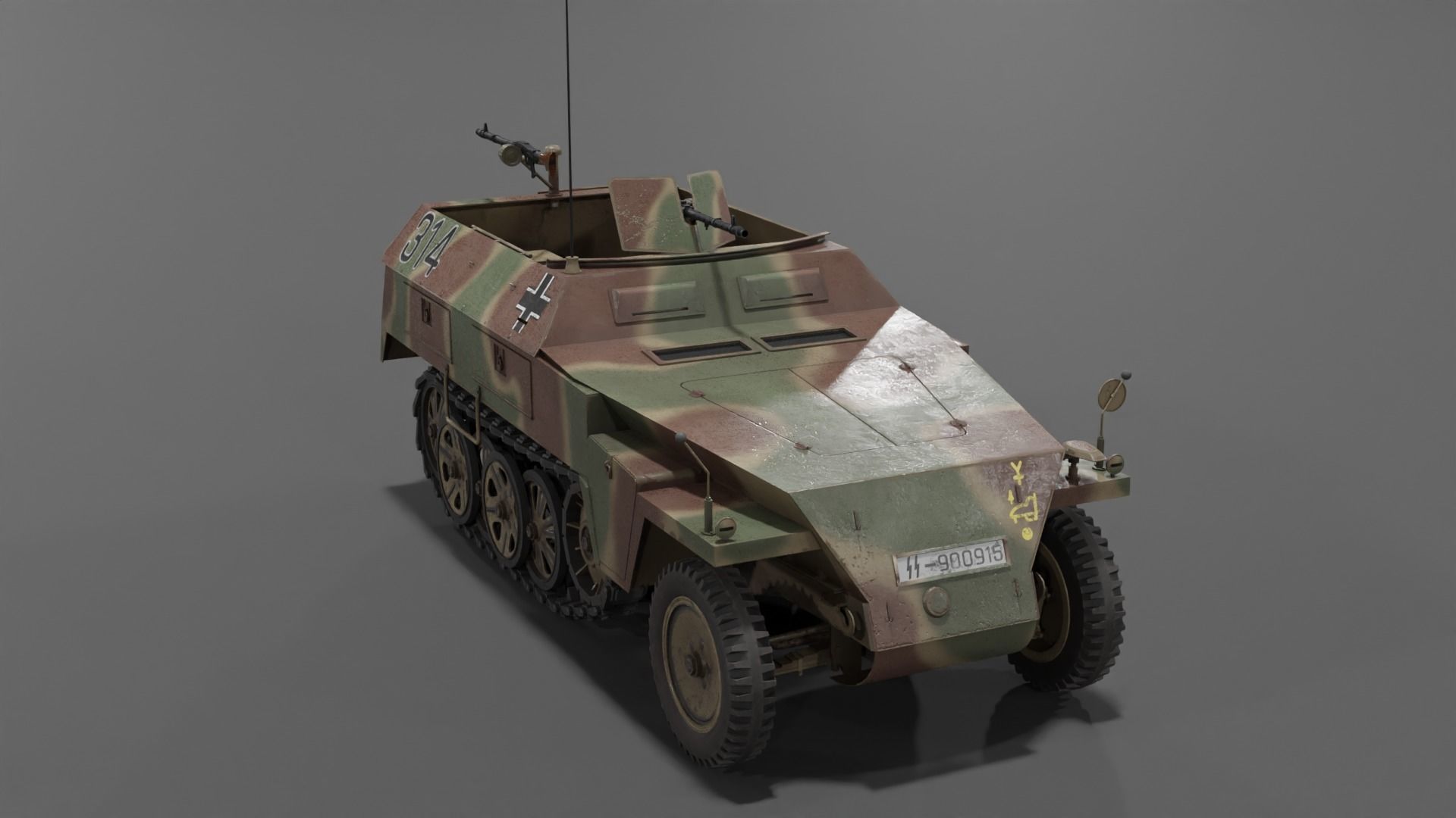 Sd Kfz 250-1 Neu Halftrack Armored Personnel Carrier  Low-poly 3D model_26