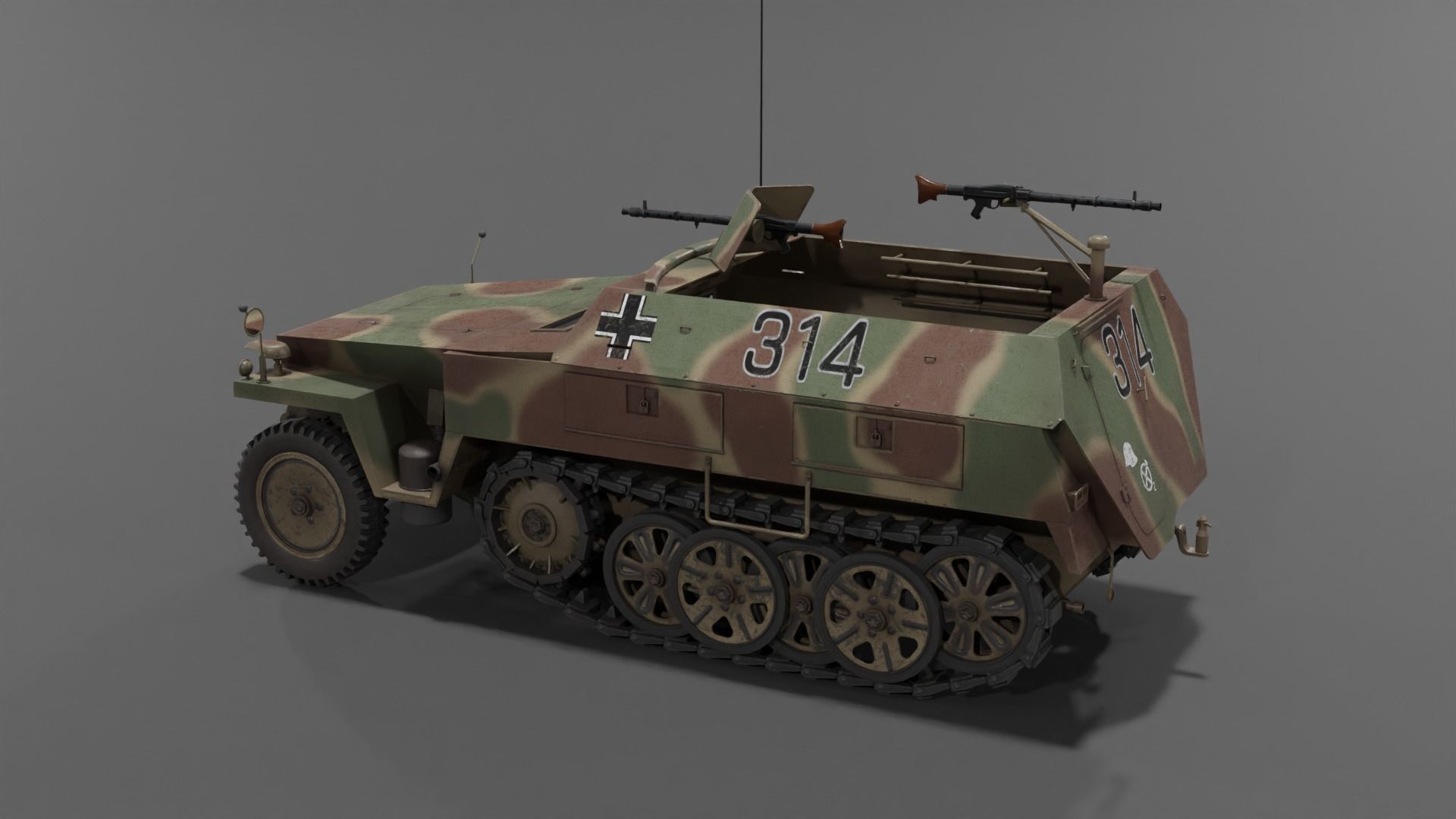 Sd Kfz 250-1 Neu Halftrack Armored Personnel Carrier  Low-poly 3D model_20