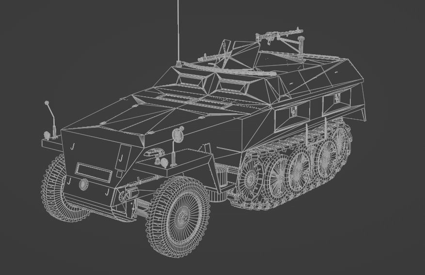 Sd Kfz 250-1 Neu Halftrack Armored Personnel Carrier  Low-poly 3D model_7
