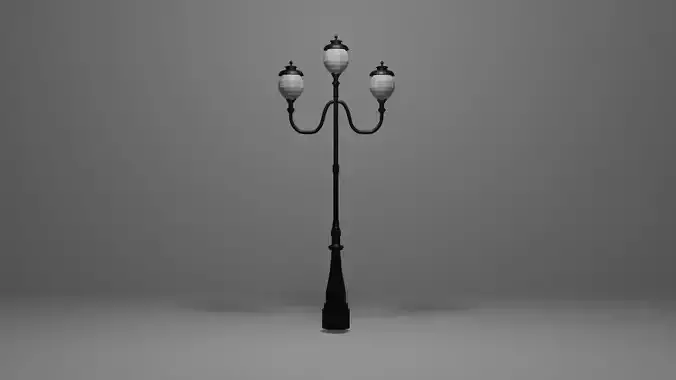 Lantern in the park with light PBR Game-ready