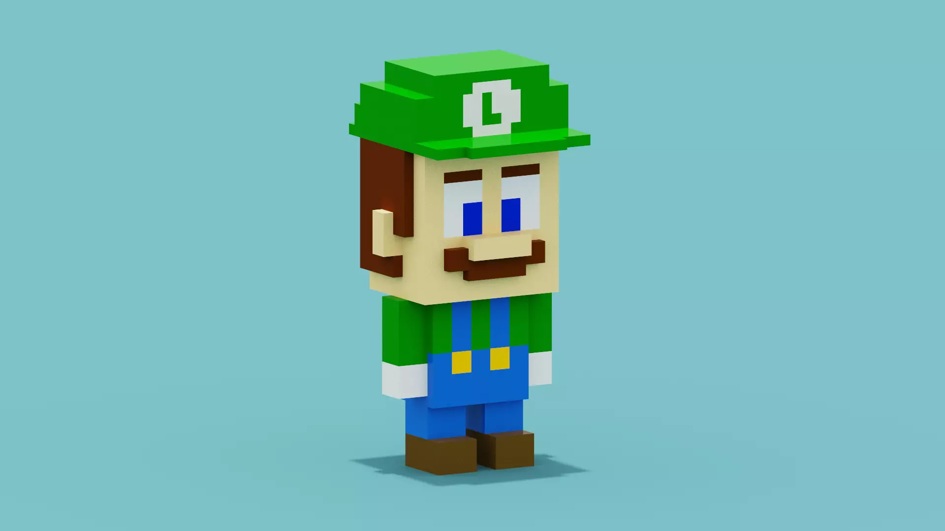 Voxel Luigi Super Mario Low-poly 3D model