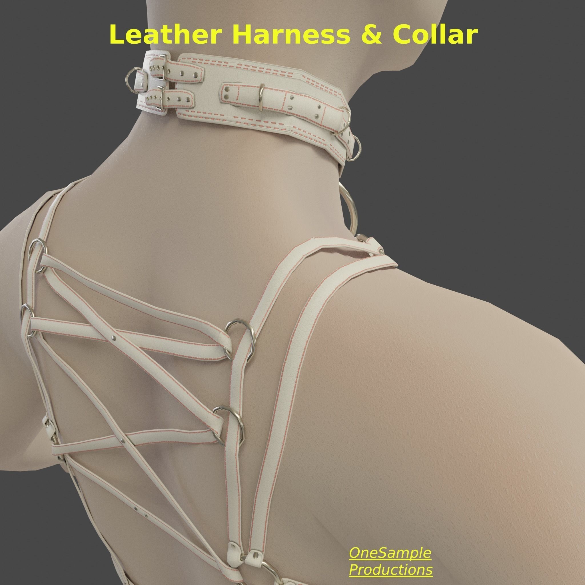 Bondage Harness and Collar 10 colors Female Character  Low-poly 3D model_53