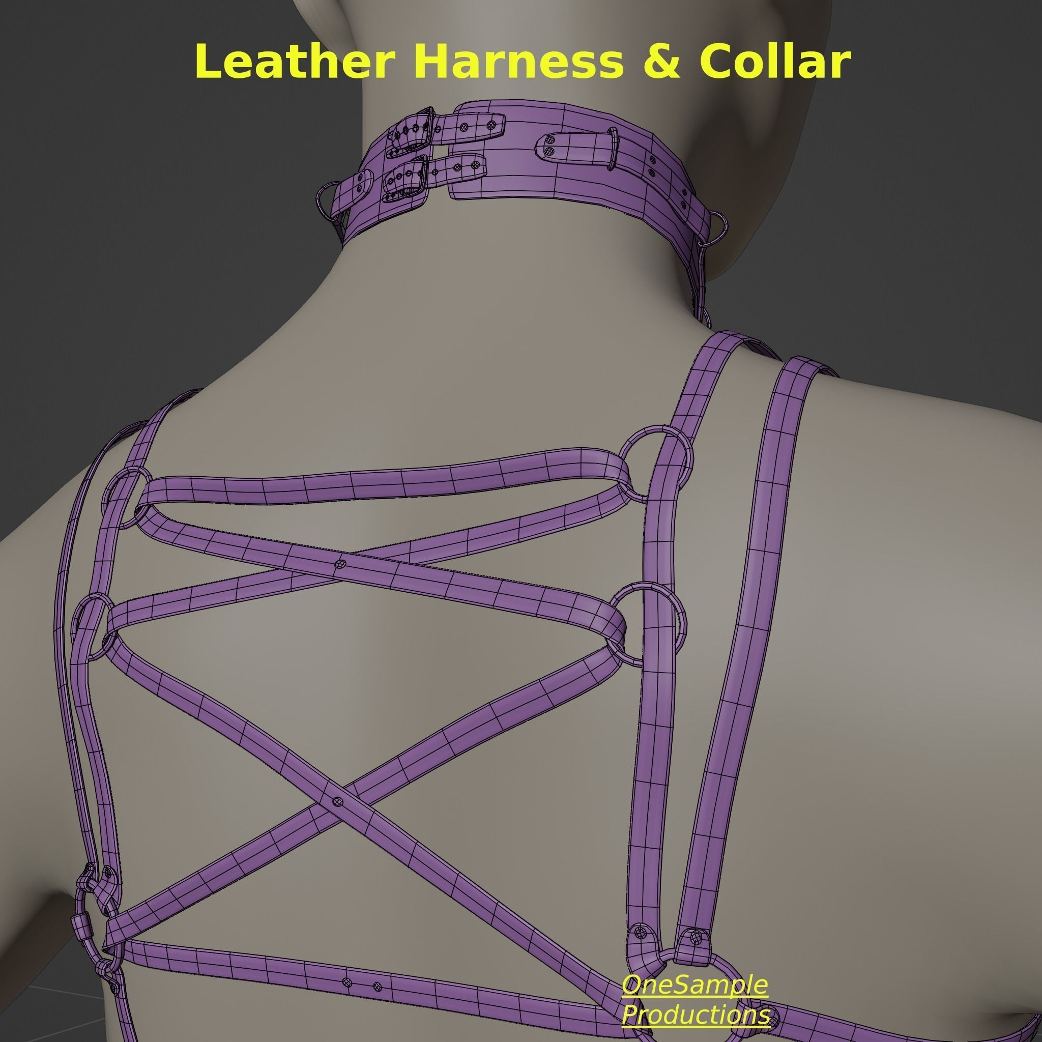 Bondage Harness and Collar 10 colors Female Character  Low-poly 3D model_20