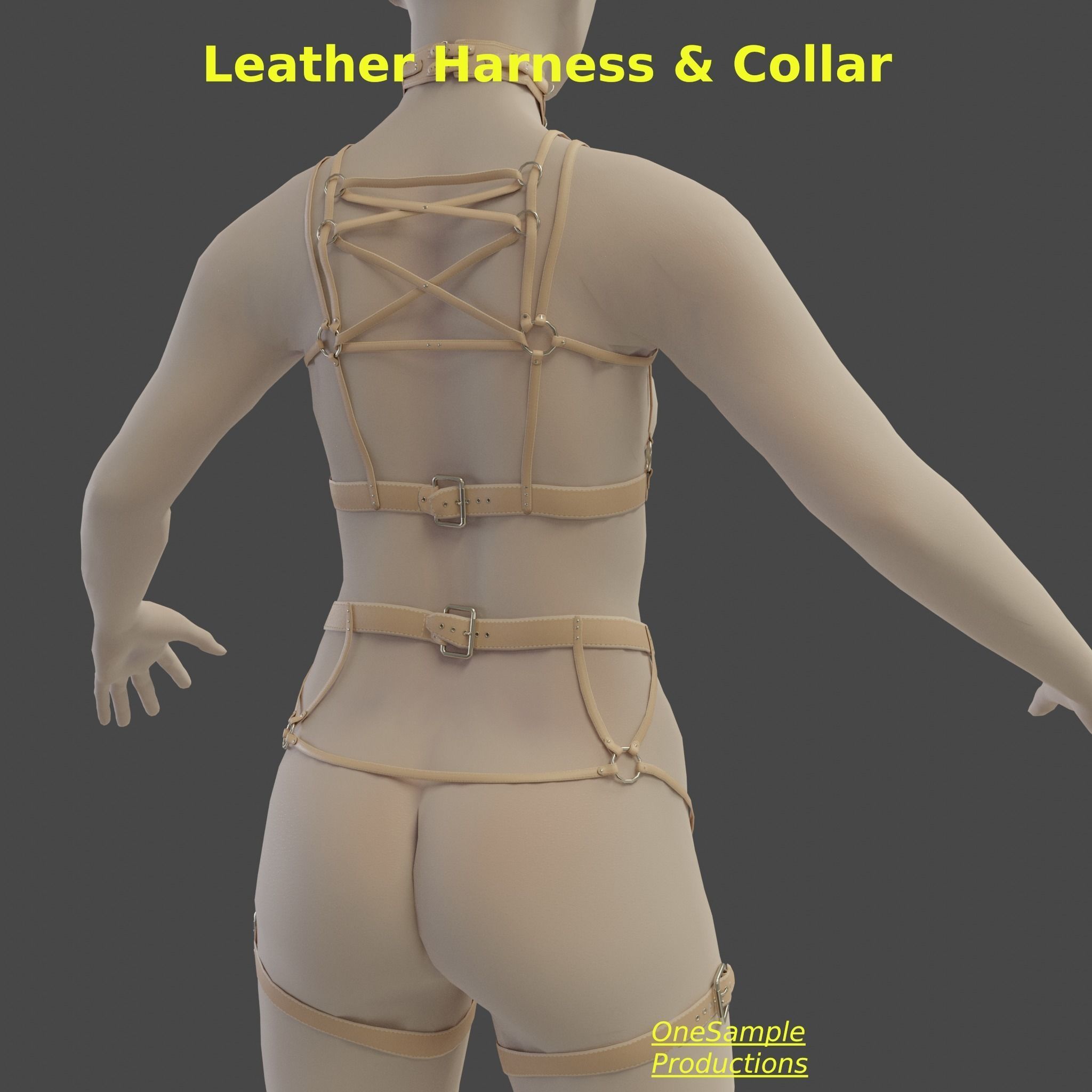 Bondage Harness and Collar 10 colors Female Character  Low-poly 3D model_10