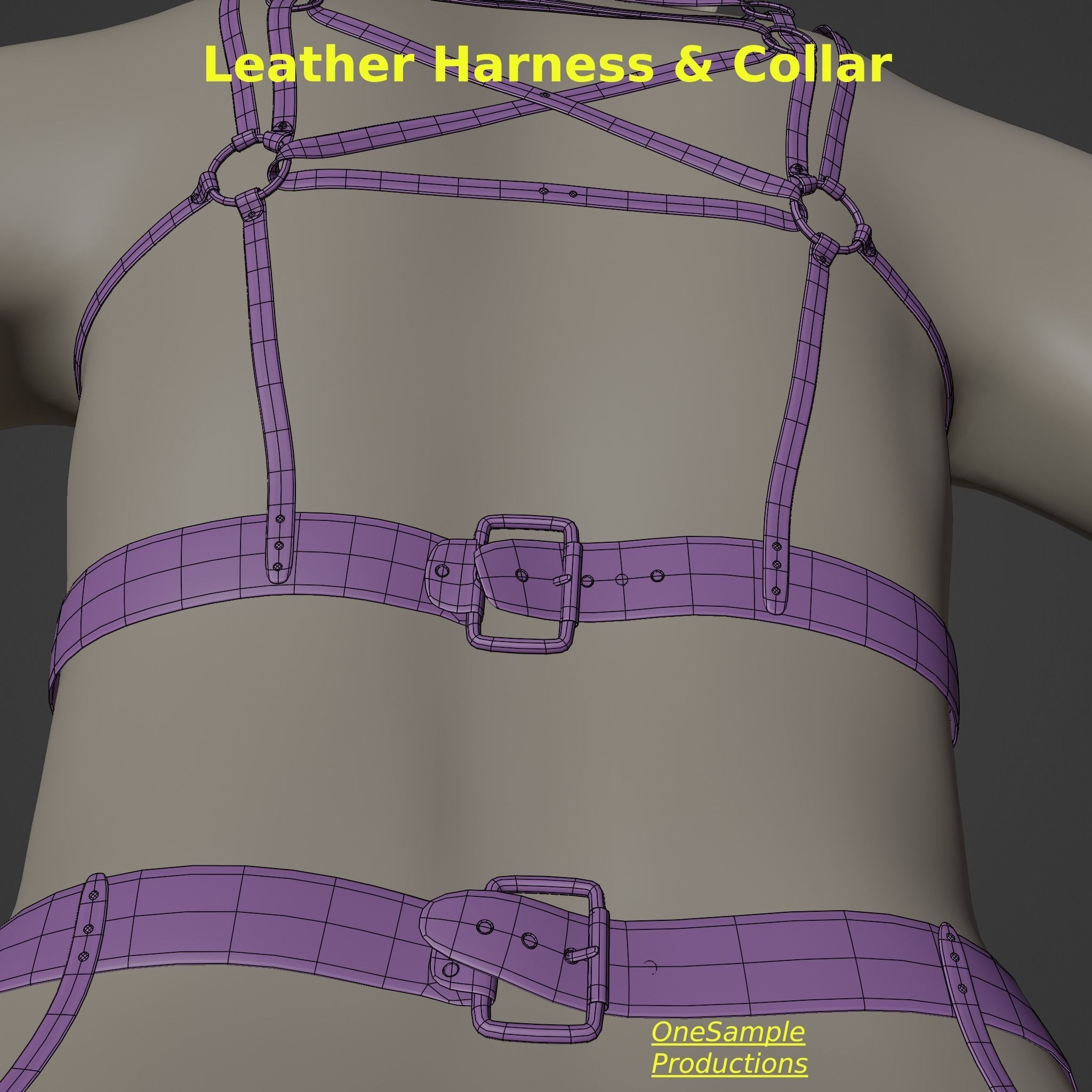 Bondage Harness and Collar 10 colors Female Character  Low-poly 3D model_32