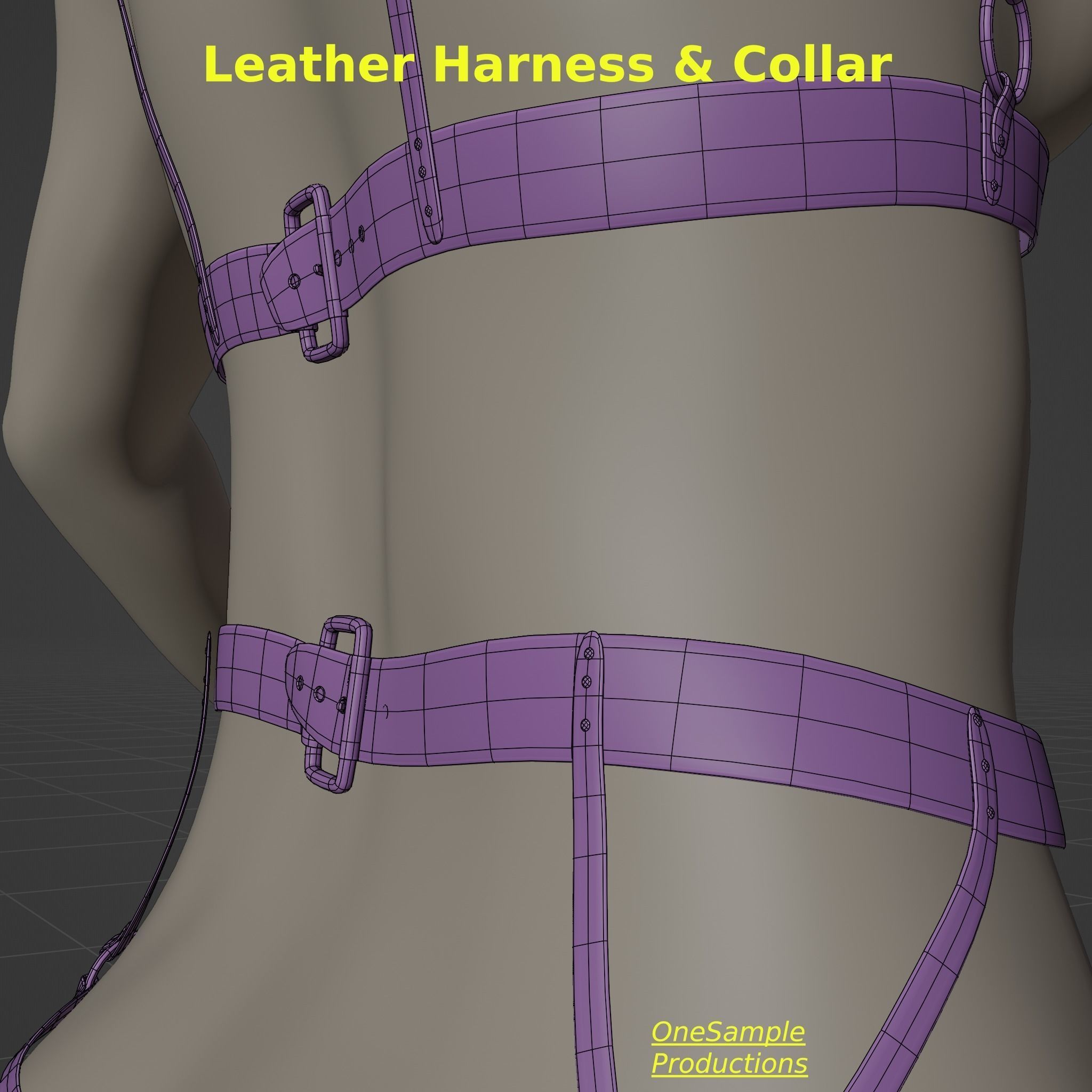 Bondage Harness and Collar 10 colors Female Character  Low-poly 3D model_34