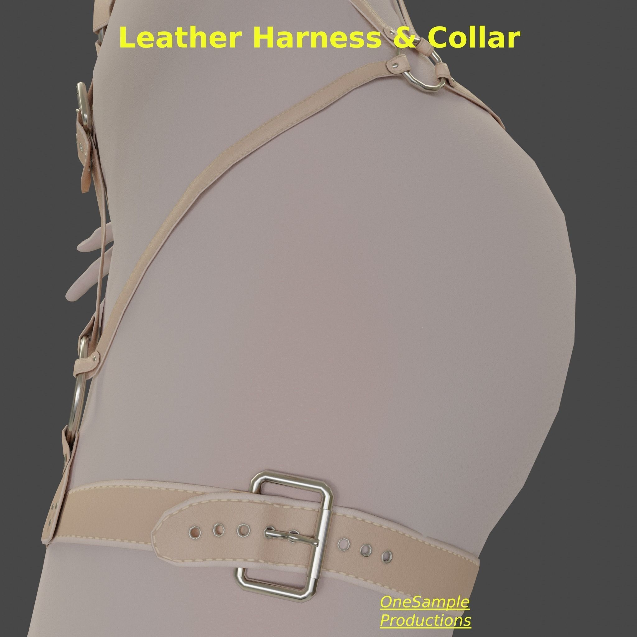Bondage Harness and Collar 10 colors Female Character  Low-poly 3D model_29