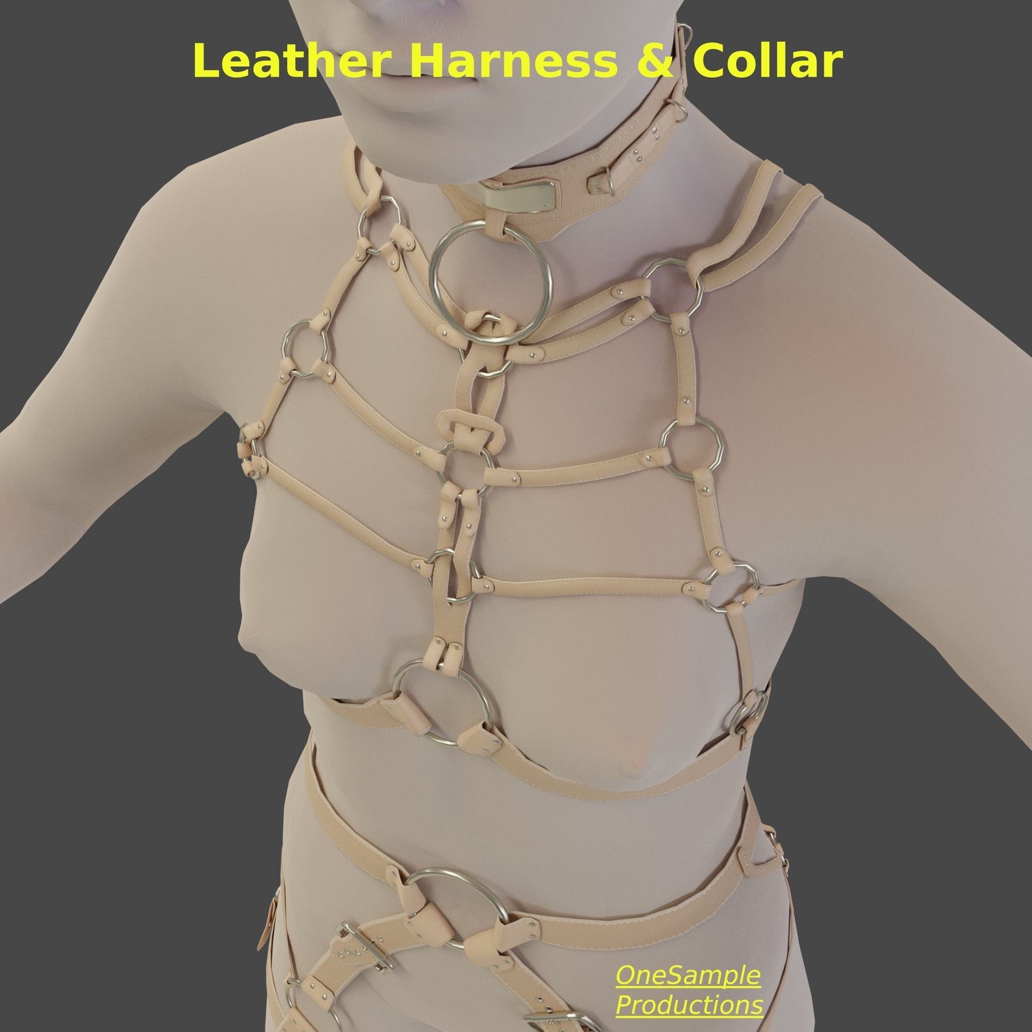 Bondage Harness and Collar 10 colors Female Character  Low-poly 3D model_51