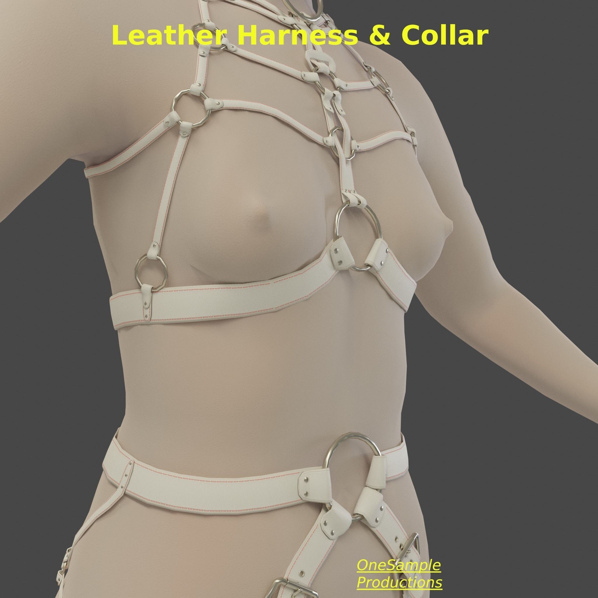 Bondage Harness and Collar 10 colors Female Character  Low-poly 3D model_48