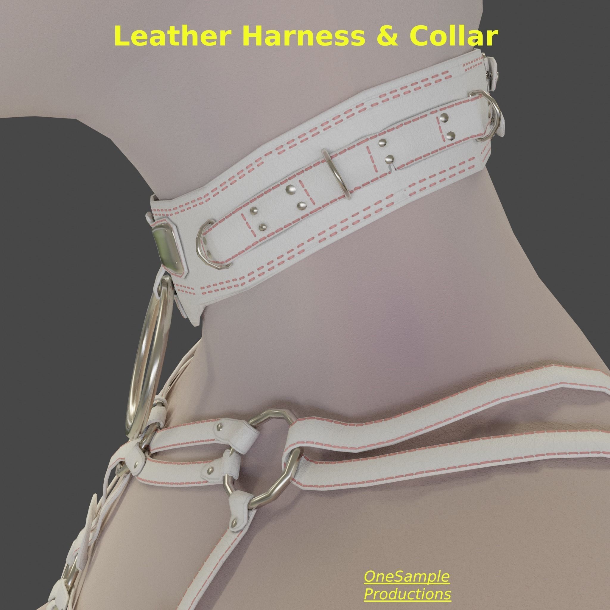 Bondage Harness and Collar 10 colors Female Character  Low-poly 3D model_27