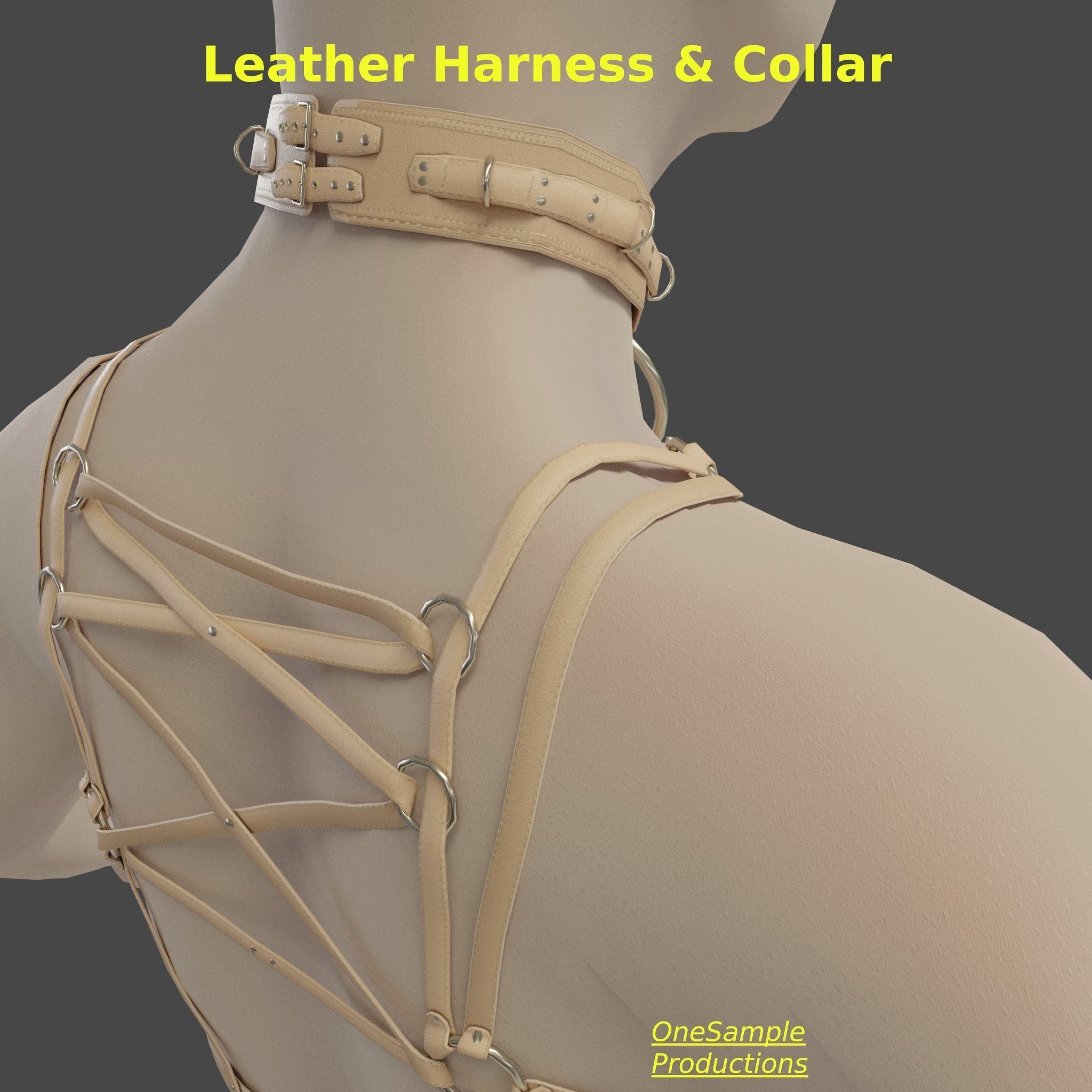 Bondage Harness and Collar 10 colors Female Character  Low-poly 3D model_26