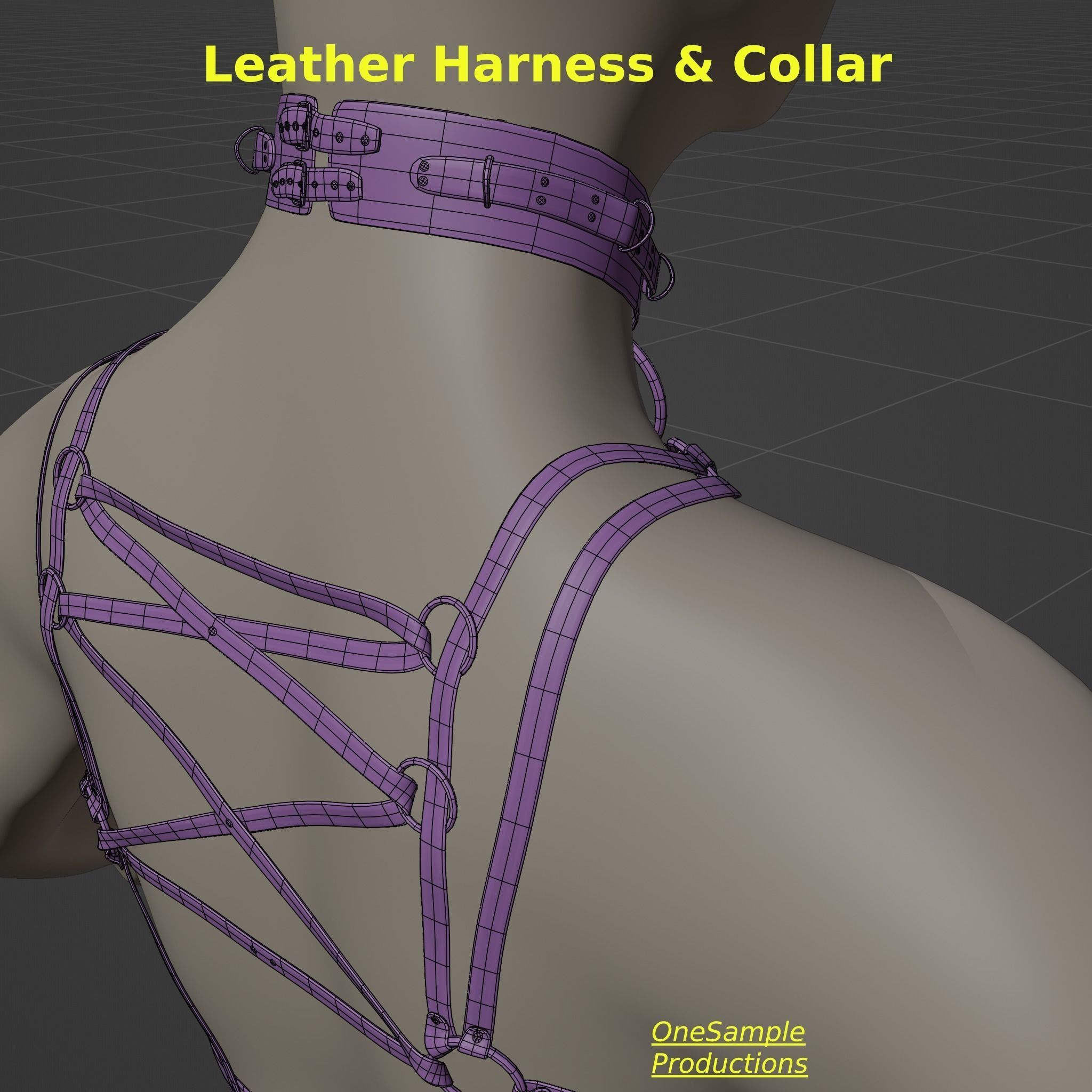 Bondage Harness and Collar 10 colors Female Character  Low-poly 3D model_38