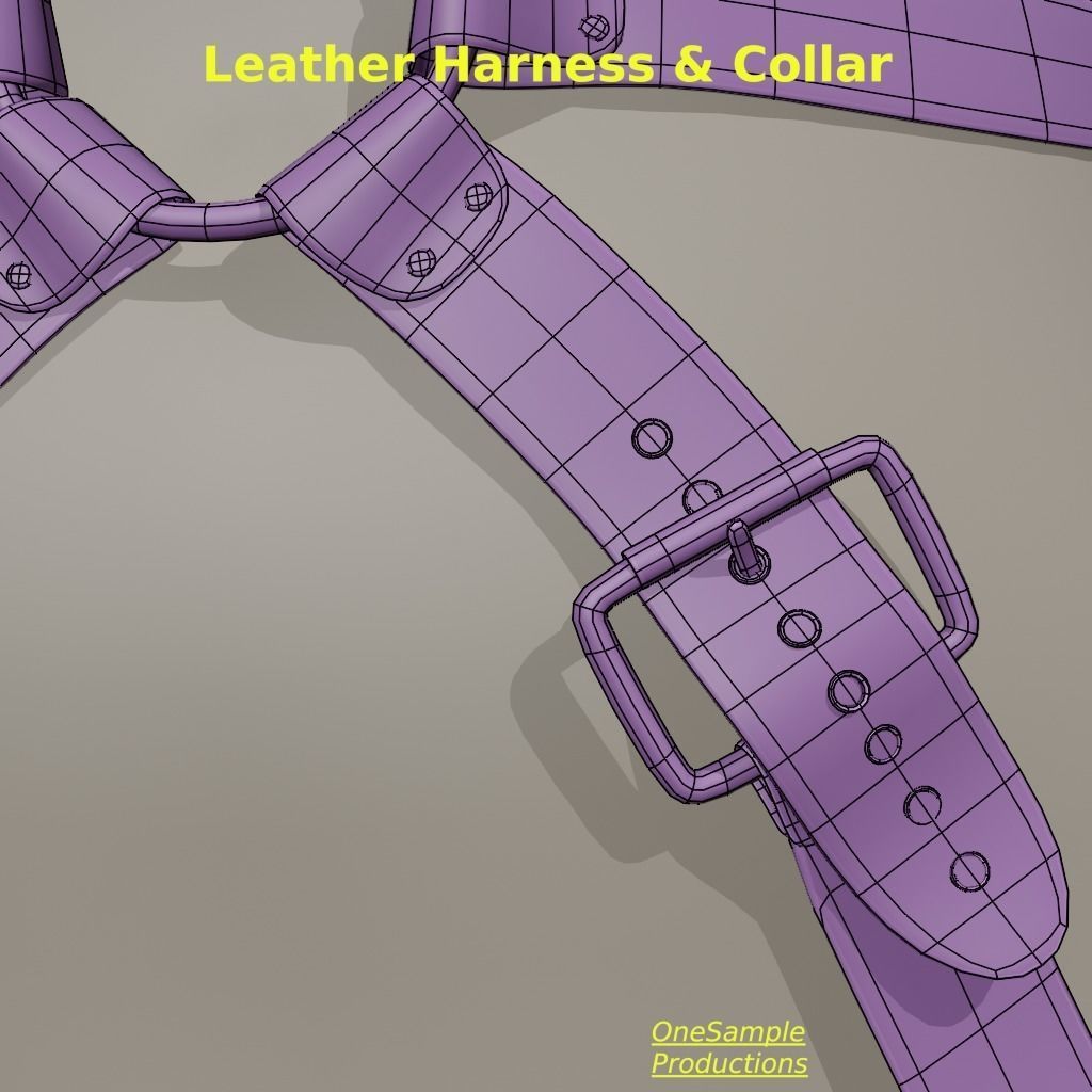 Bondage Harness and Collar 10 colors Female Character  Low-poly 3D model_6