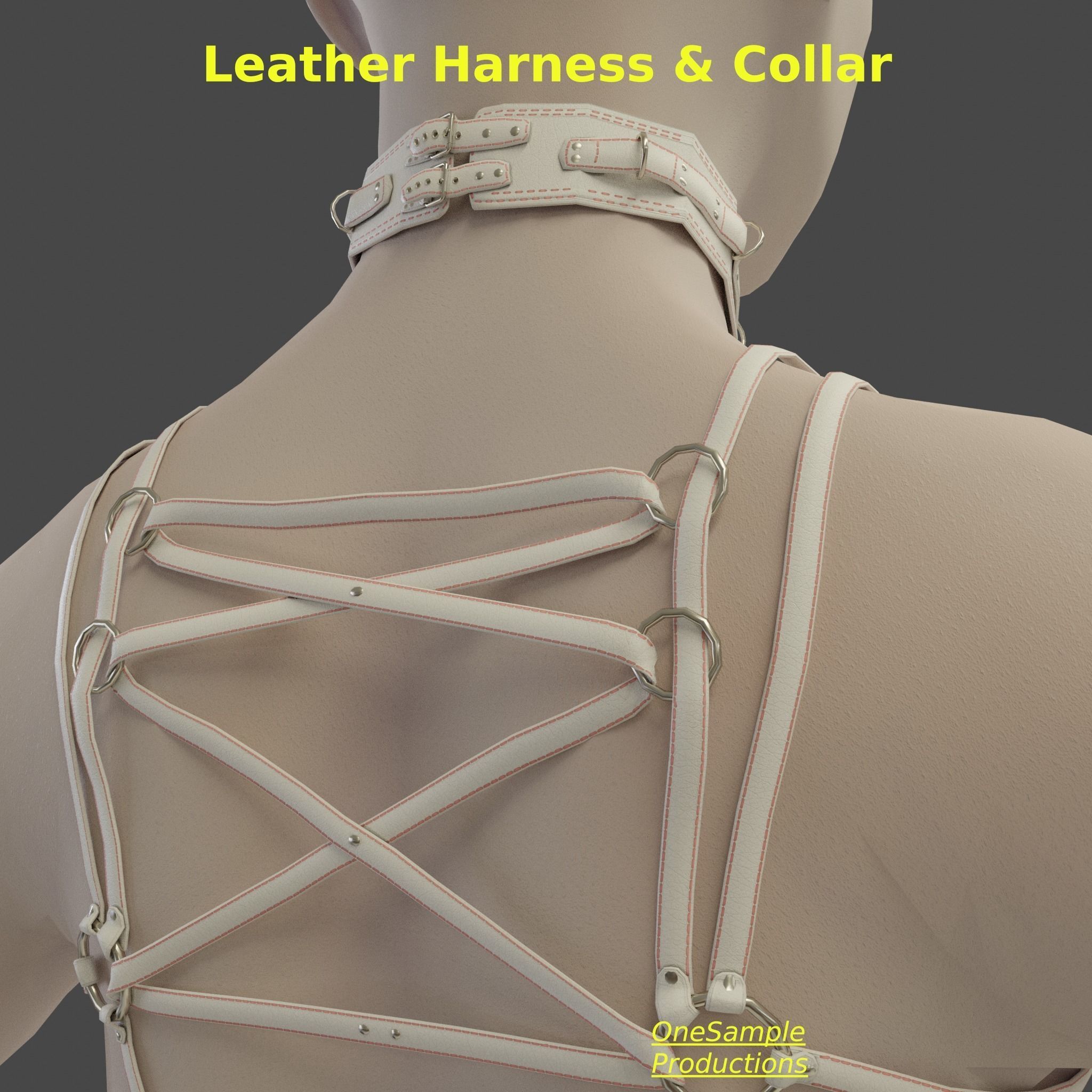 Bondage Harness and Collar 10 colors Female Character  Low-poly 3D model_21