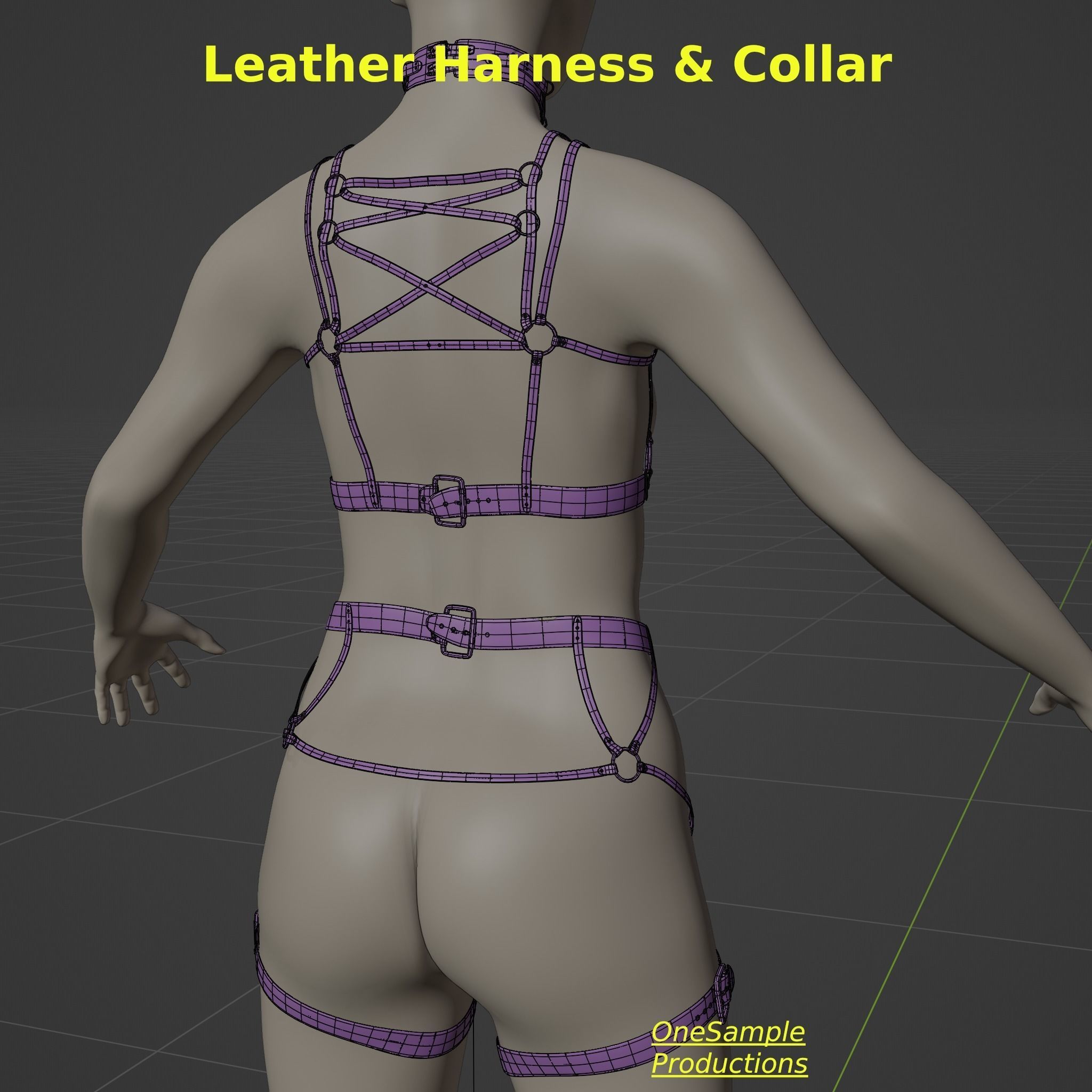 Bondage Harness and Collar 10 colors Female Character  Low-poly 3D model_28