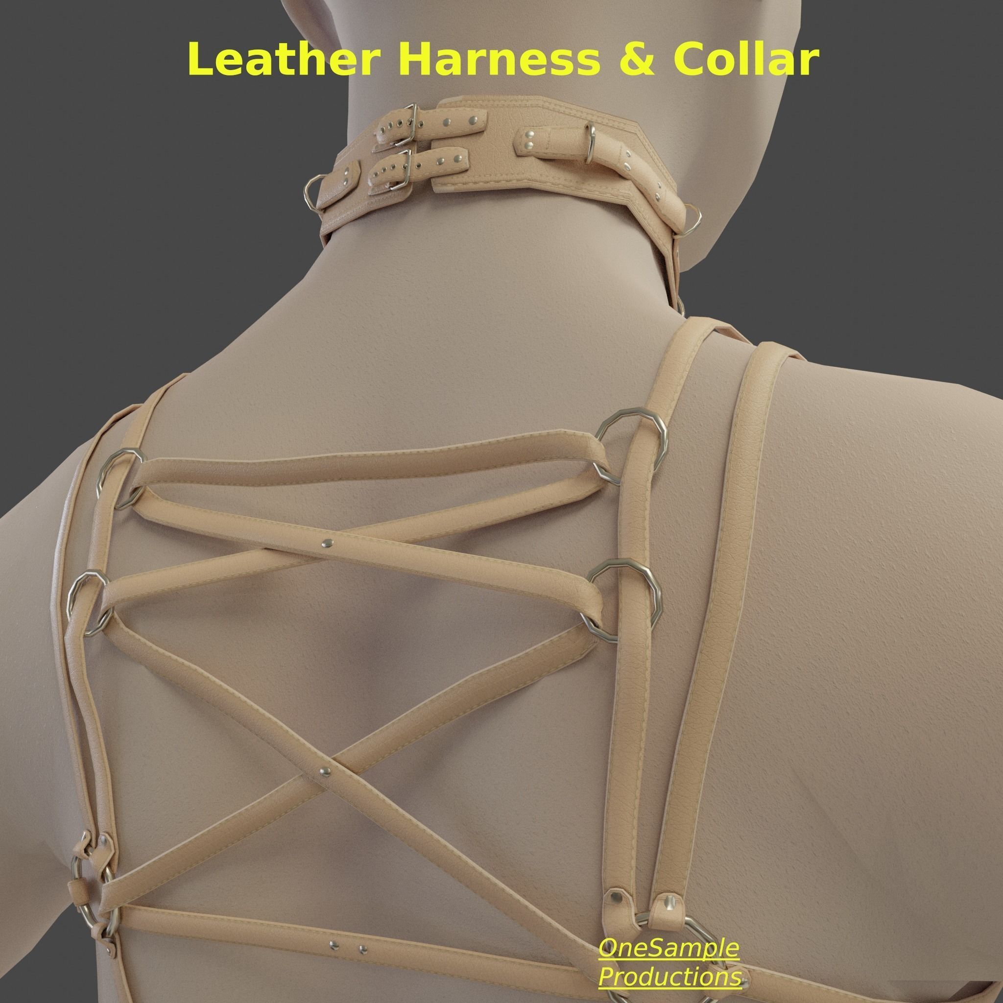 Bondage Harness and Collar 10 colors Female Character  Low-poly 3D model_22