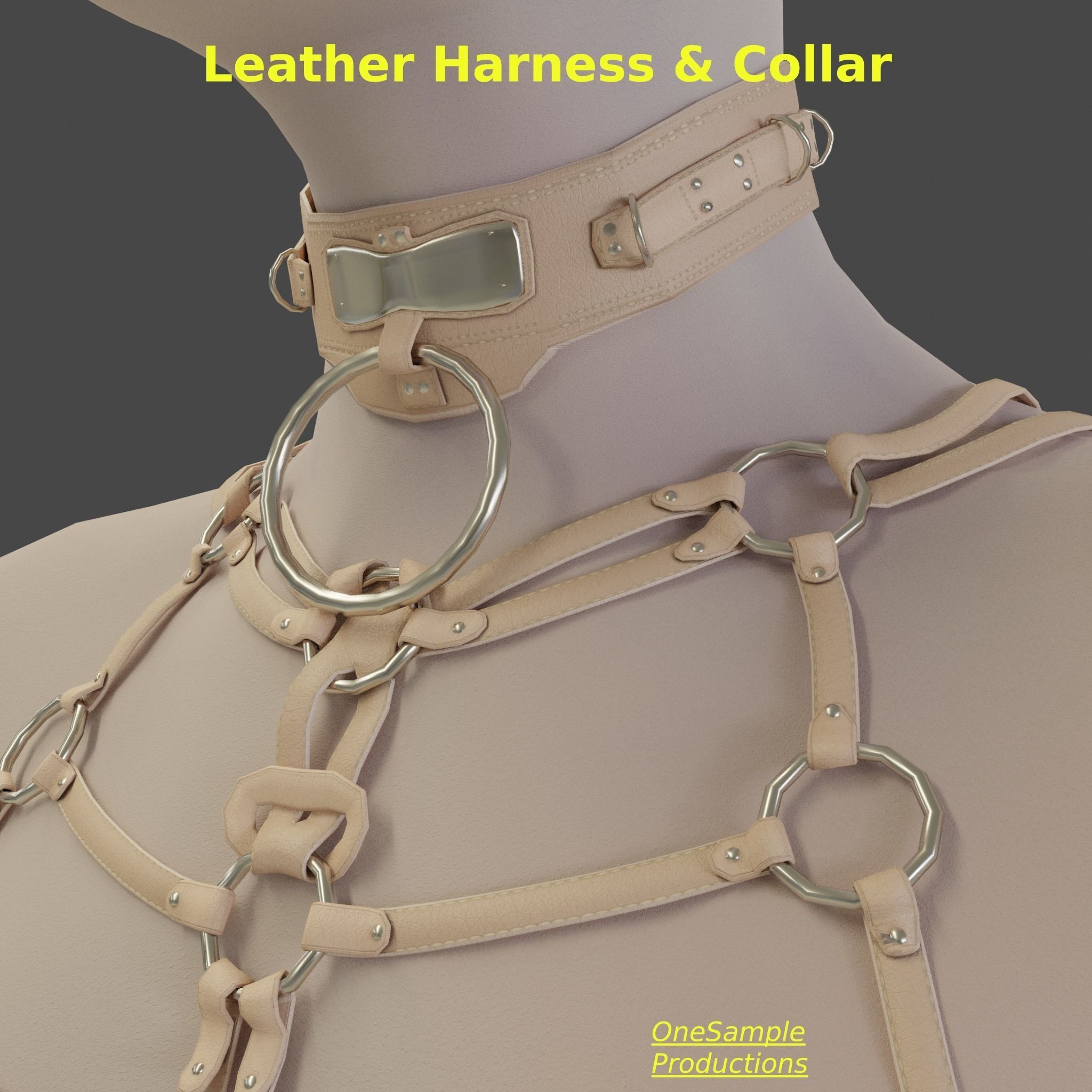 Bondage Harness and Collar 10 colors Female Character  Low-poly 3D model_24