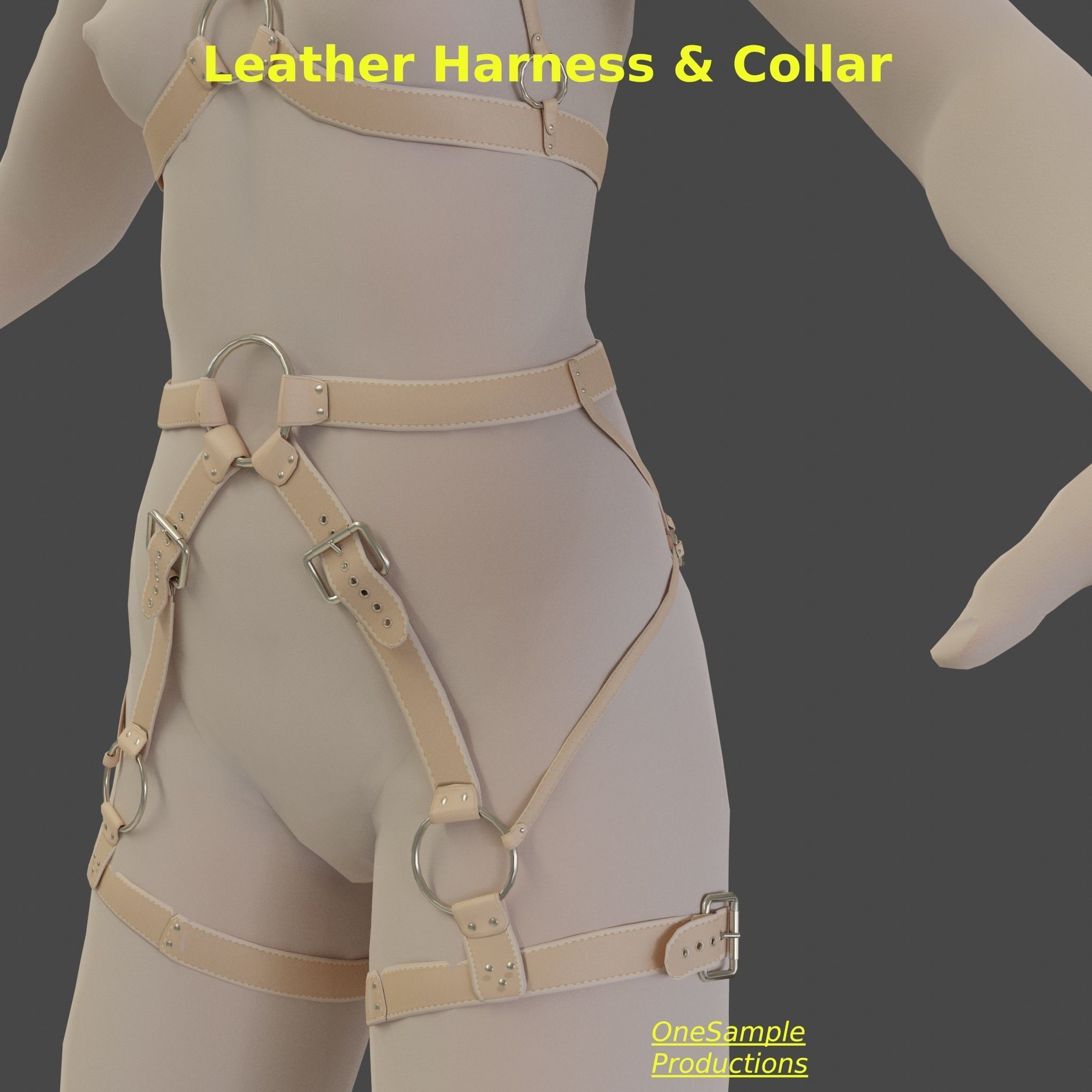 Bondage Harness and Collar 10 colors Female Character  Low-poly 3D model_49