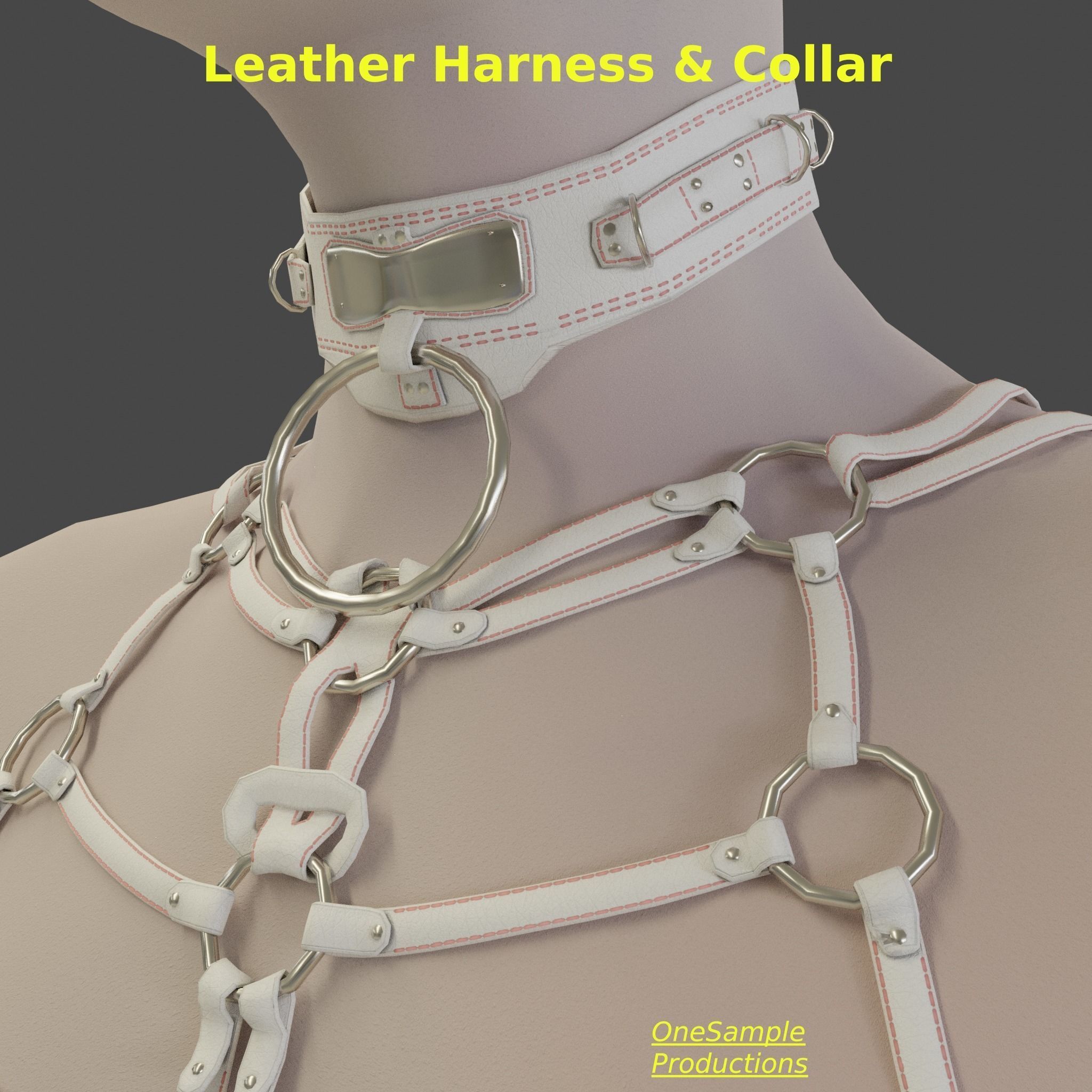 Bondage Harness and Collar 10 colors Female Character  Low-poly 3D model_47