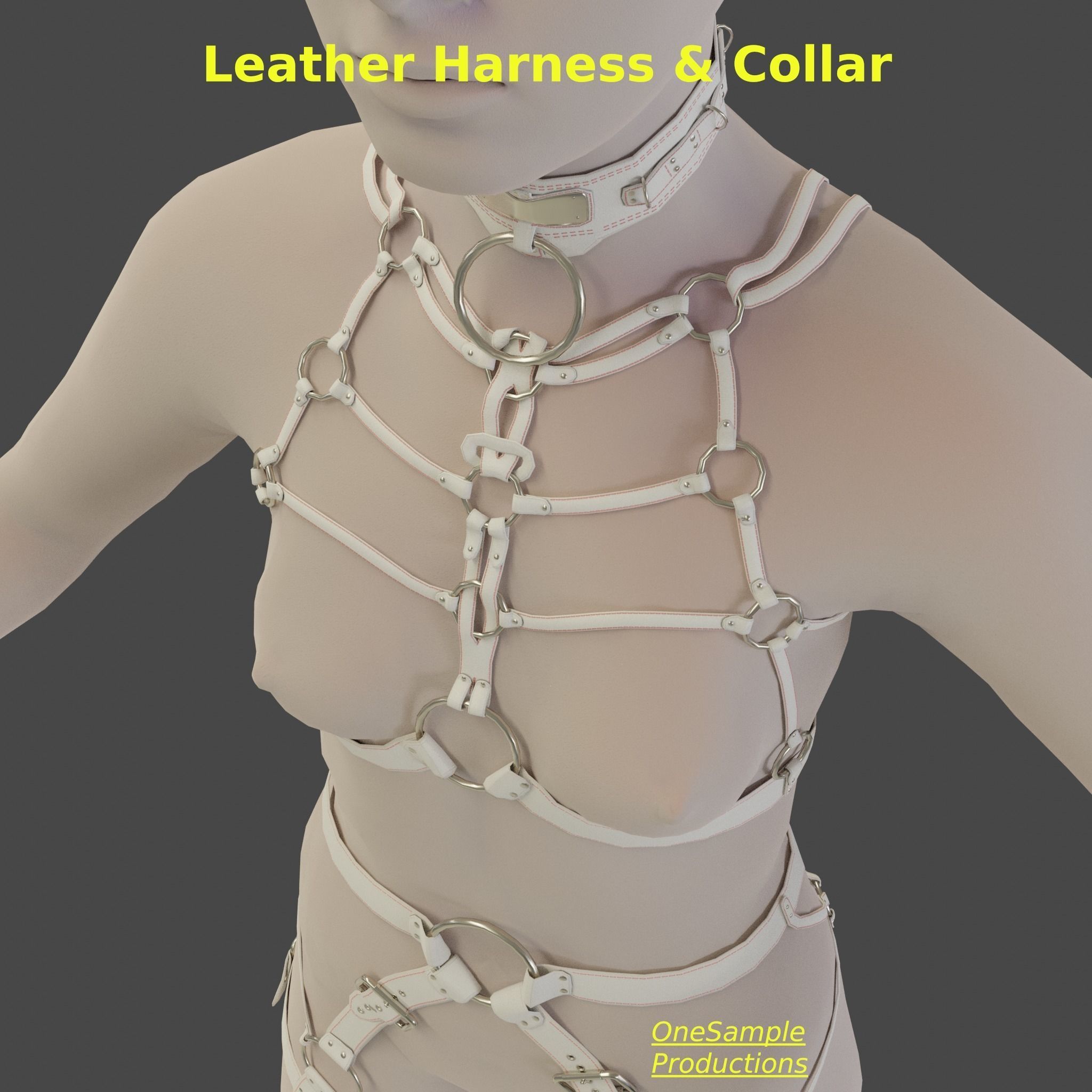 Bondage Harness and Collar 10 colors Female Character  Low-poly 3D model_50
