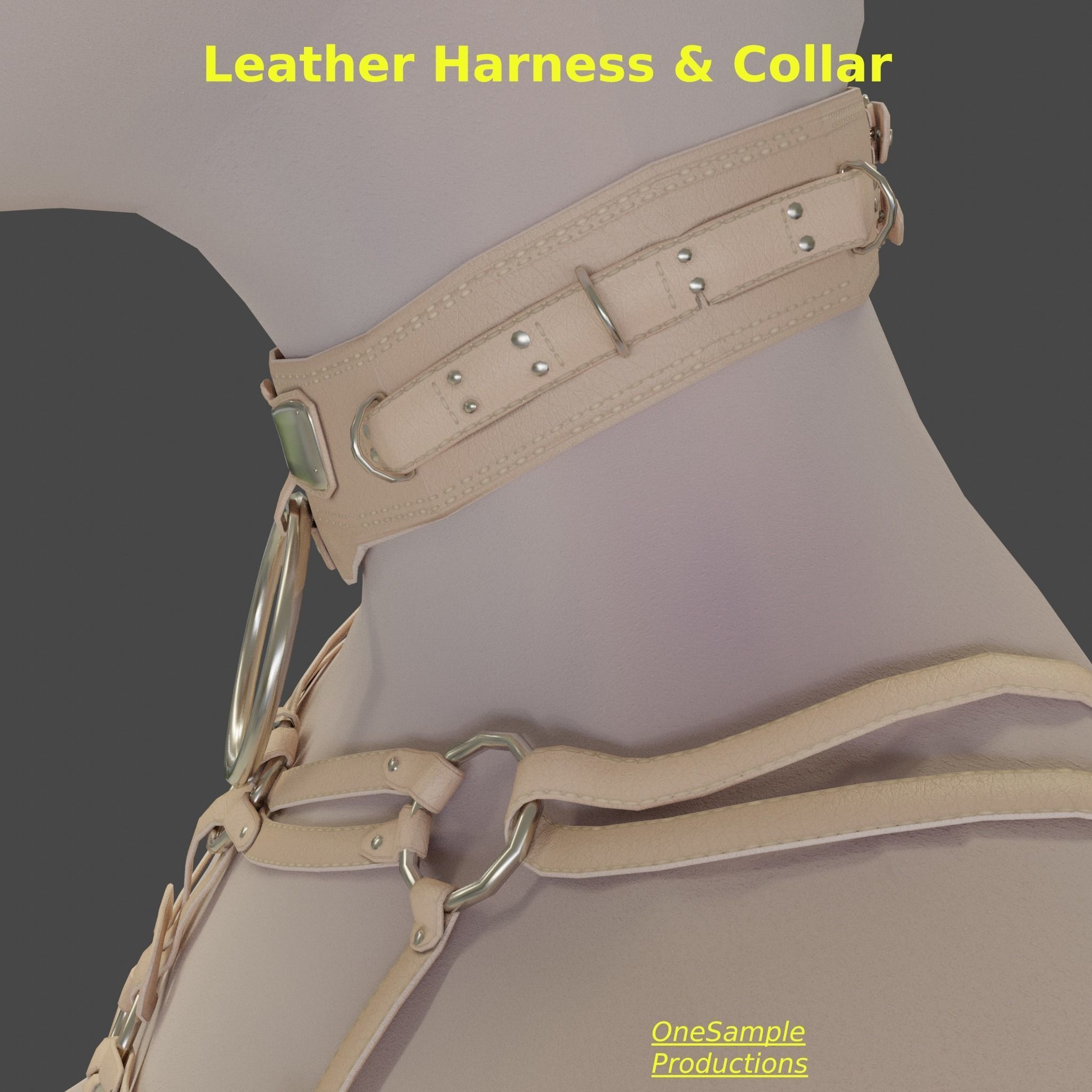 Bondage Harness and Collar 10 colors Female Character  Low-poly 3D model_55