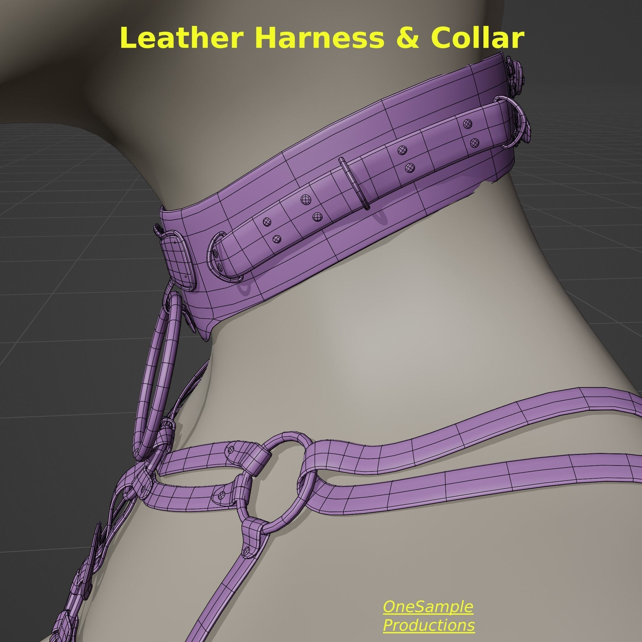 Bondage Harness and Collar 10 colors Female Character  Low-poly 3D model_19