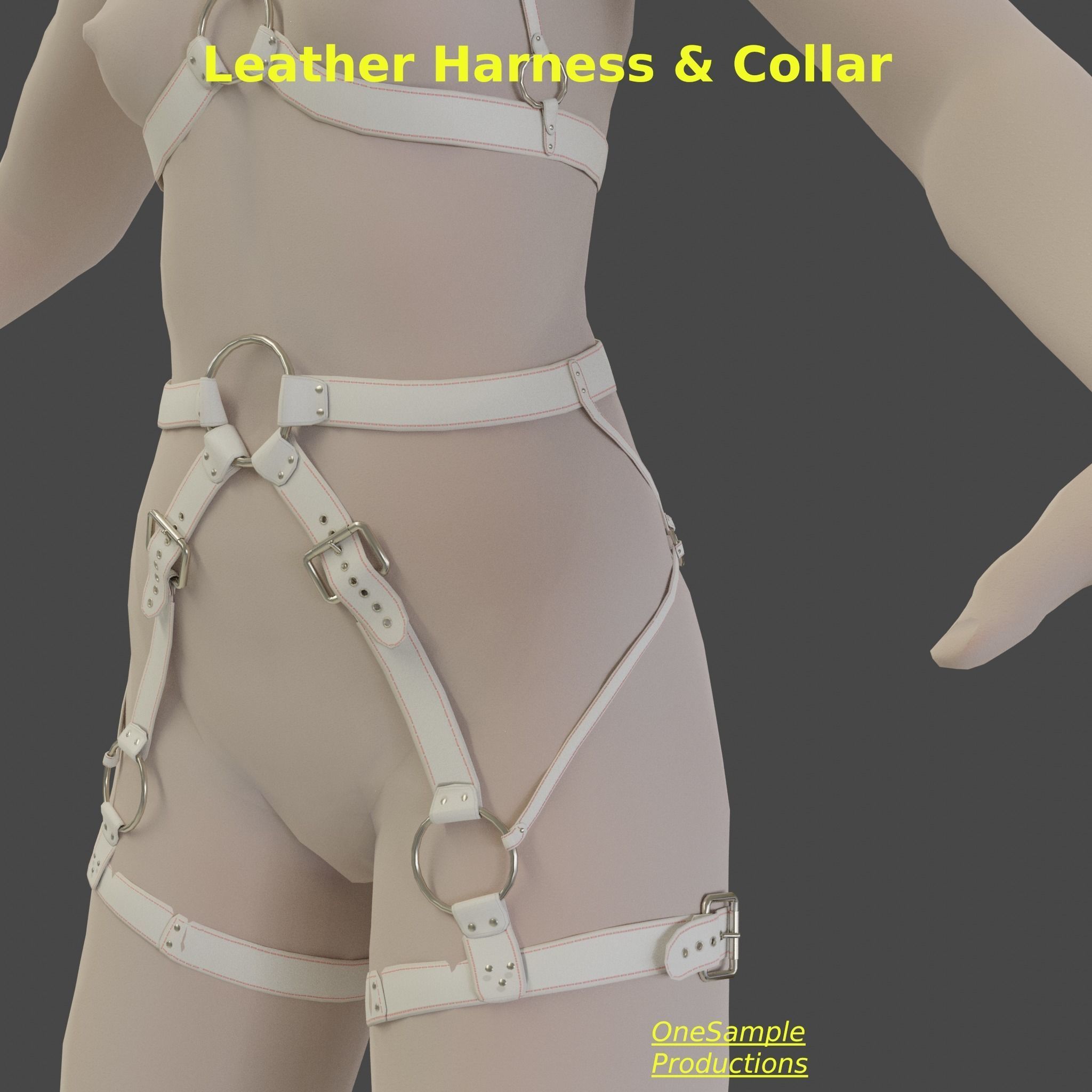 Bondage Harness and Collar 10 colors Female Character  Low-poly 3D model_52