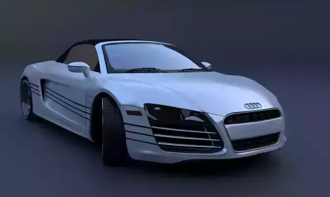 White car Audi R8 Spyder with stripes