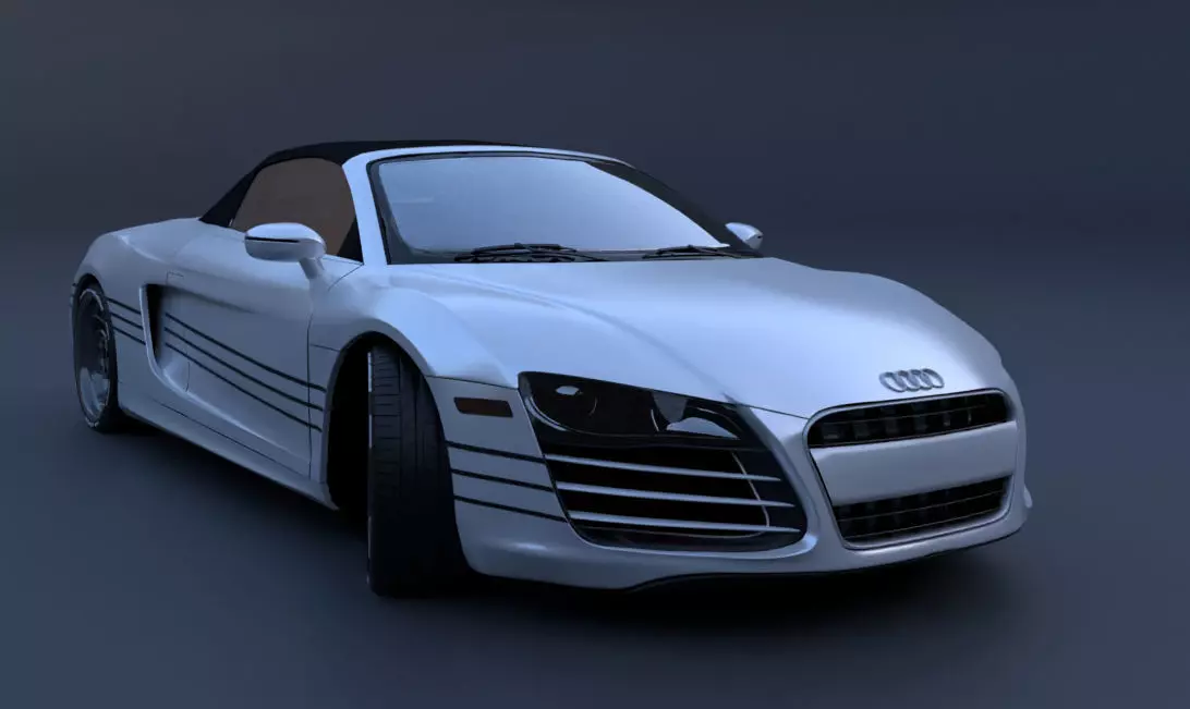 White car Audi R8 Spyder with stripes 3D model