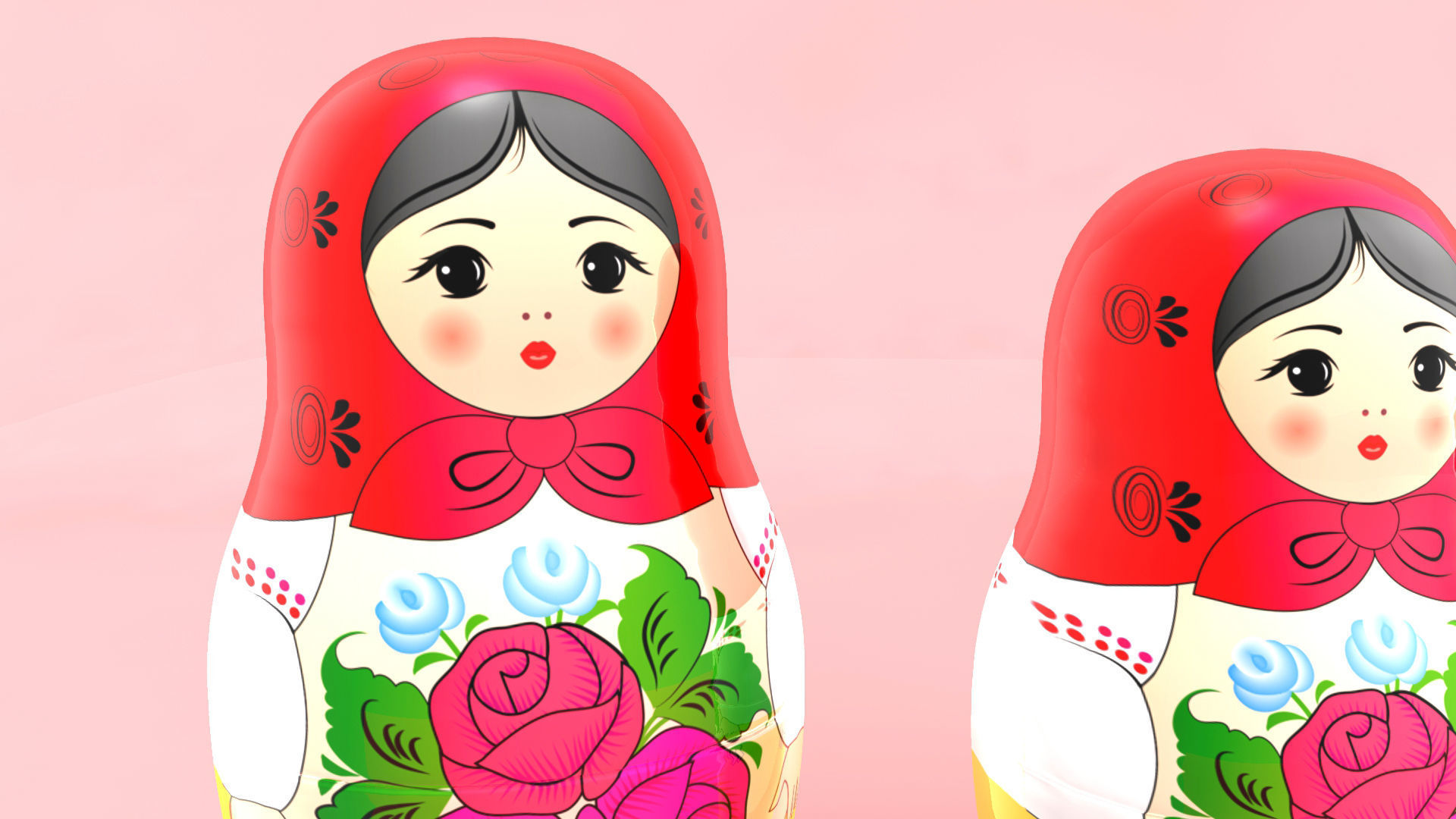 Babushka matryoshka dolls 3D model_5